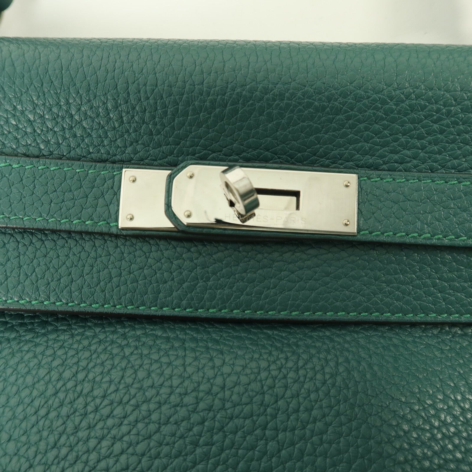 HERMES Clemence皮革Kelly 35手挽肩背兩用袋Malachite