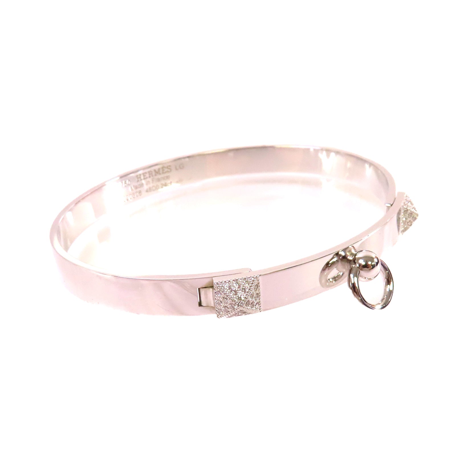 HERMES 18K白金/0.24ct鑽石Collier De Chien Diamond Bracelet手鏈