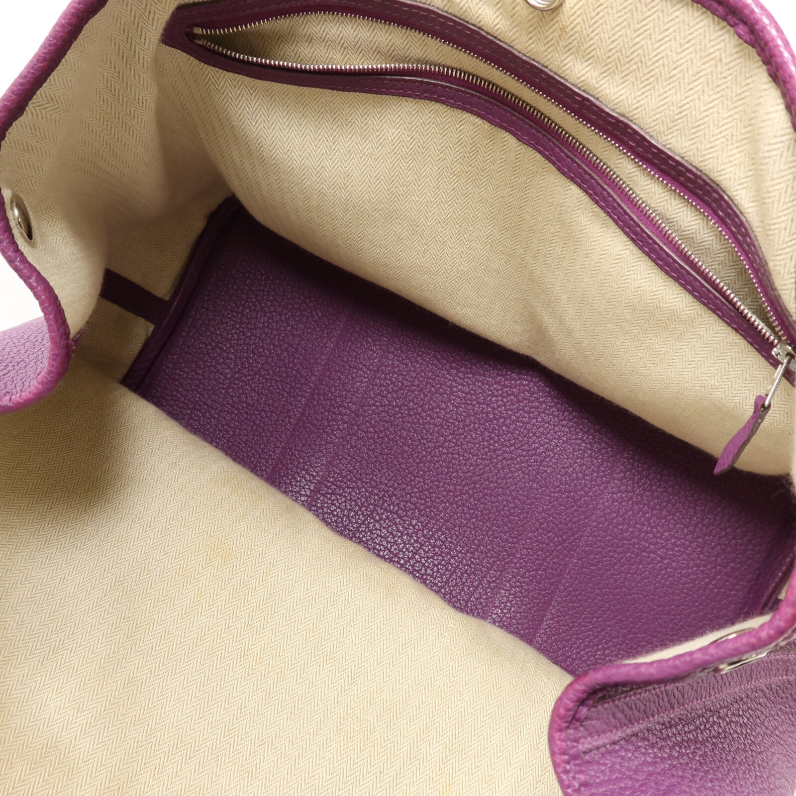 HERMES Clemence皮革Garden Party PM銀扣手挽袋Anamone