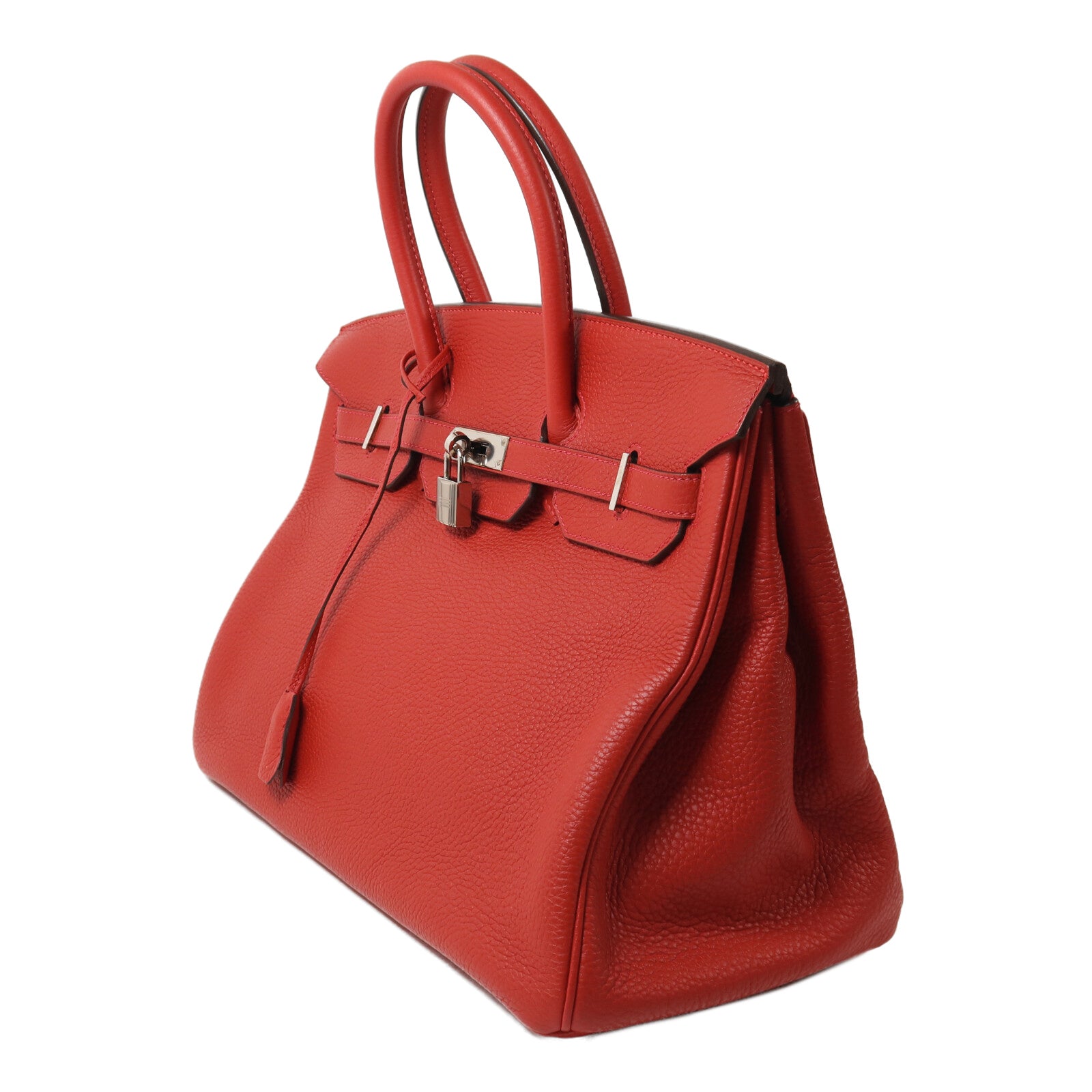 HERMES Clemence皮革Birkin 35手挽袋Rouge Casaque