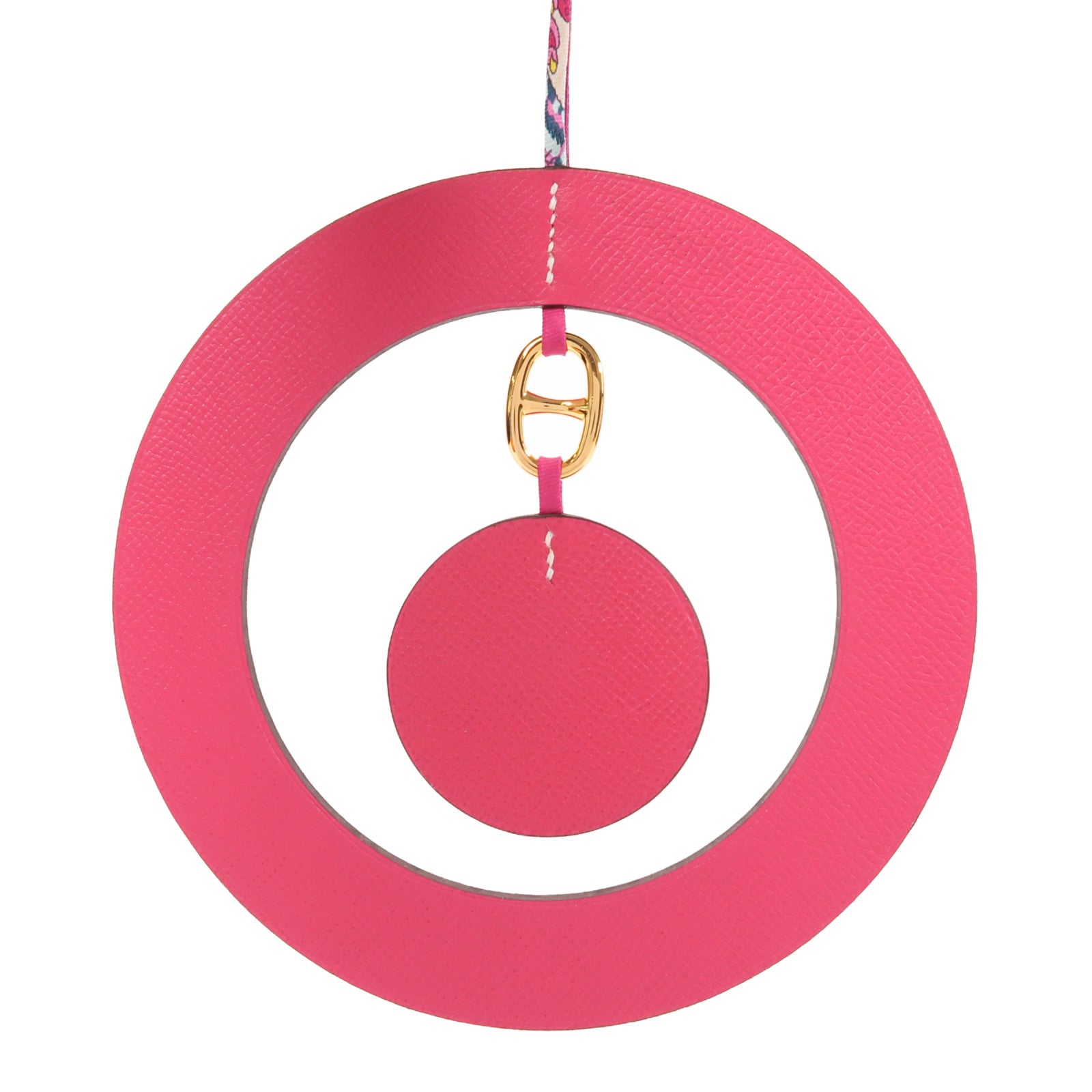 HERMES GHW Home Decor Wall Decoration Charm Veau Epsom Leather Pink