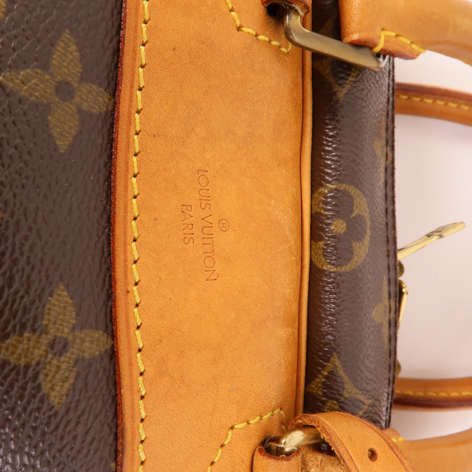 LOUIS VUITTON Monogram Deauville金扣手挽袋棕色