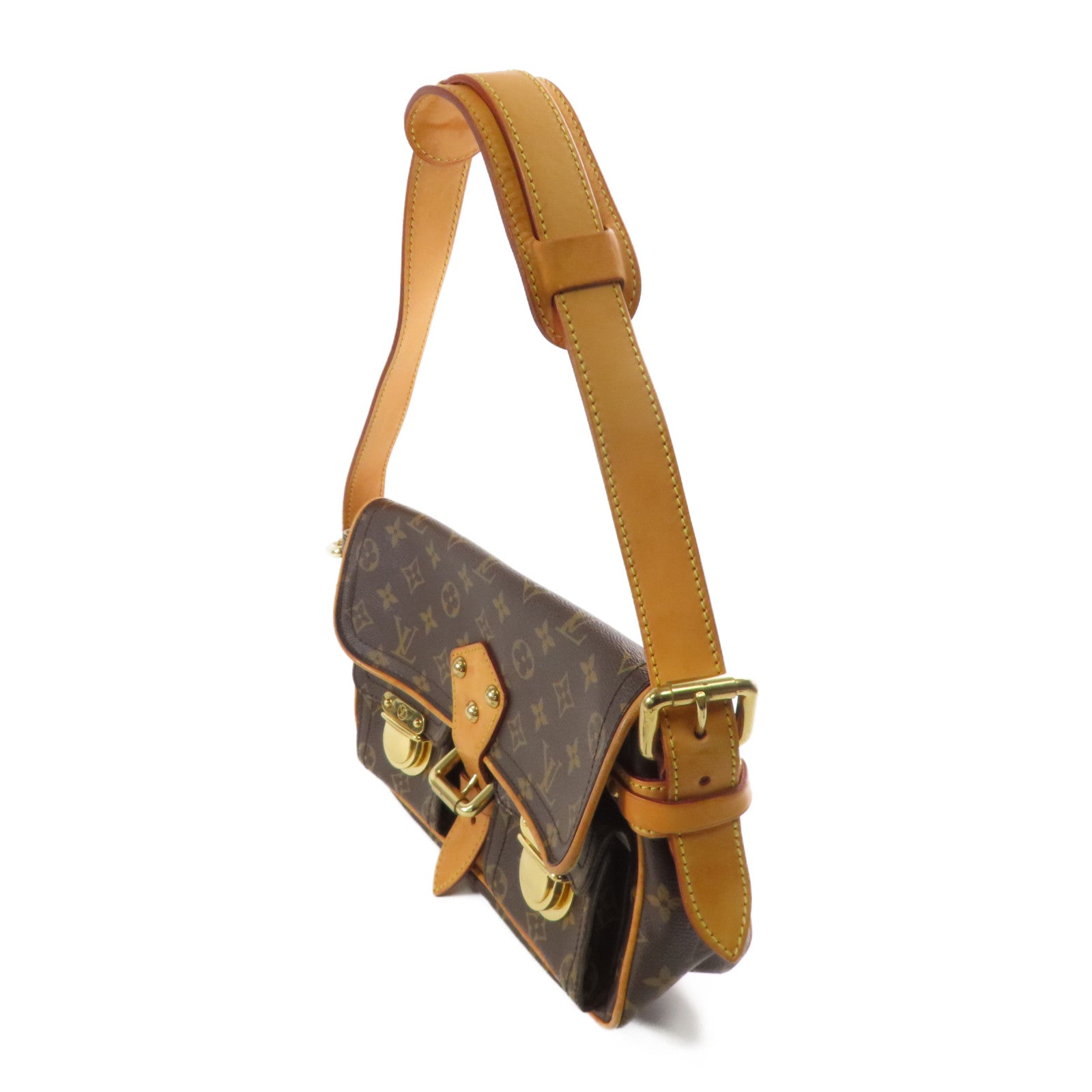 LOUIS VUITTON LV GHW Hudson PM Shoulder Bag M40027 Monogram Brown
