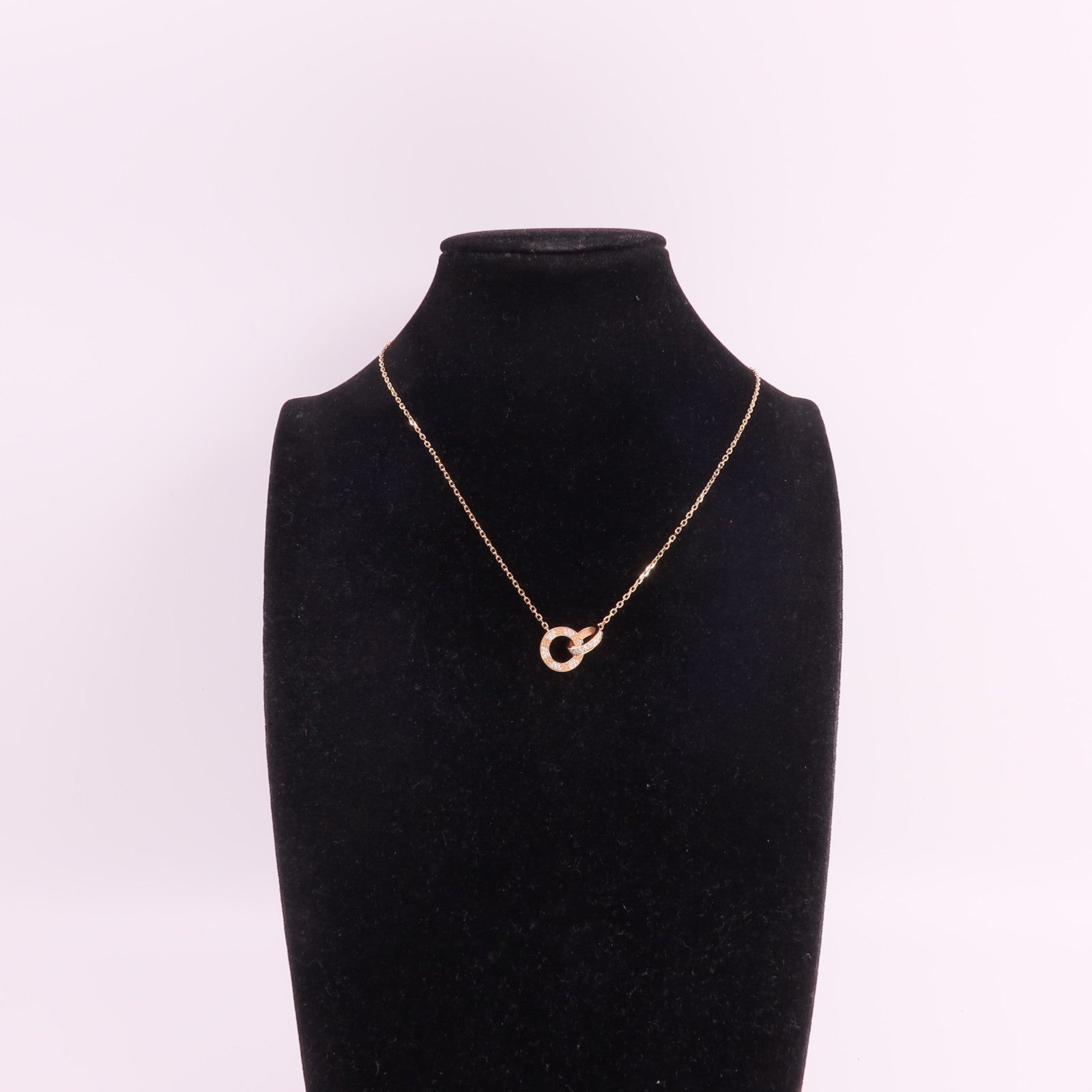 CARTIER 18K玫瑰金Love Pendant Paved鑽石項鍊