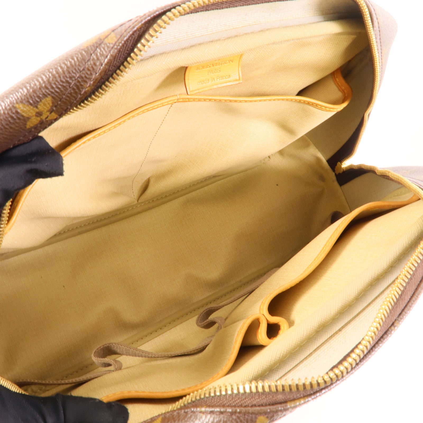 LOUIS VUITTON Monogram Deauville金扣手挽袋棕色