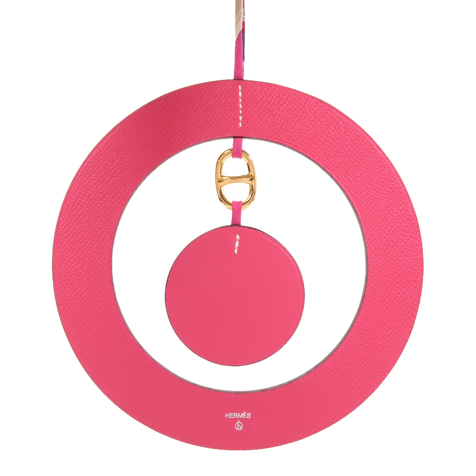 HERMES GHW Home Decor Wall Decoration Charm Veau Epsom Leather Pink