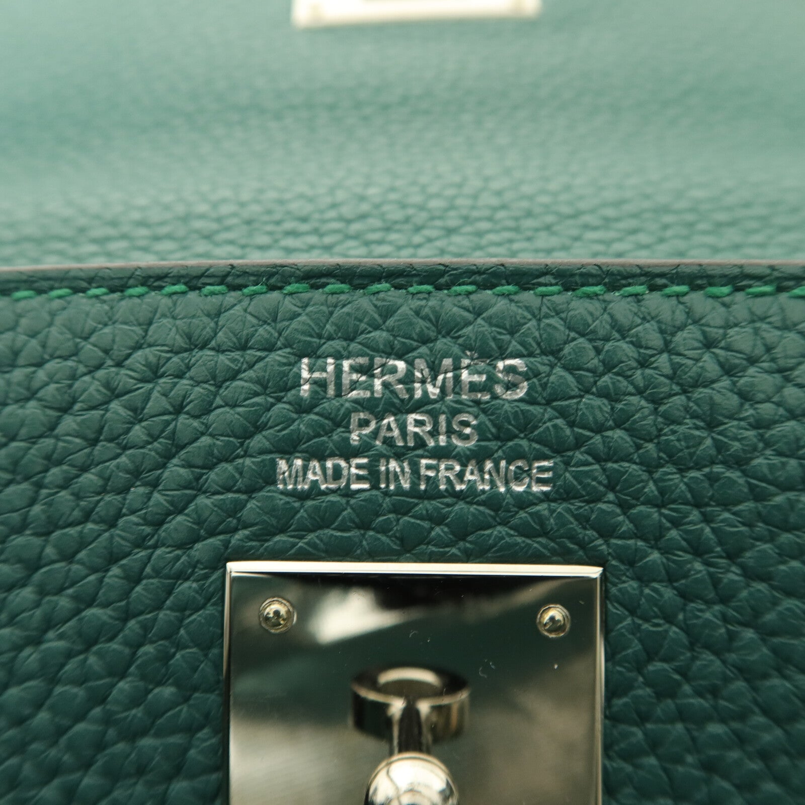 HERMES Clemence皮革Kelly 35手挽肩背兩用袋Malachite