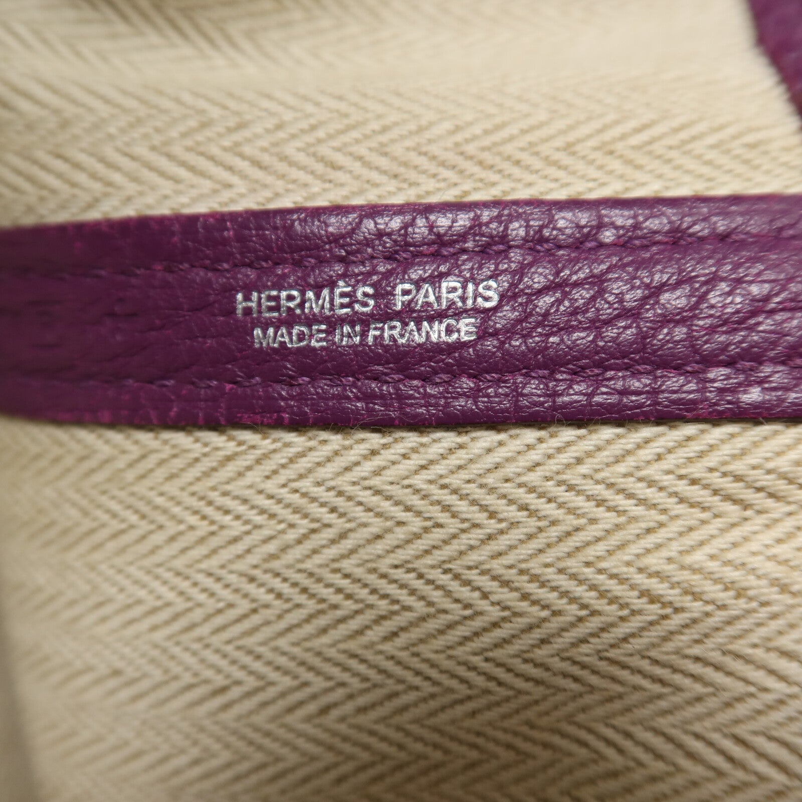 HERMES Clemence皮革Garden Party PM銀扣手挽袋Anamone