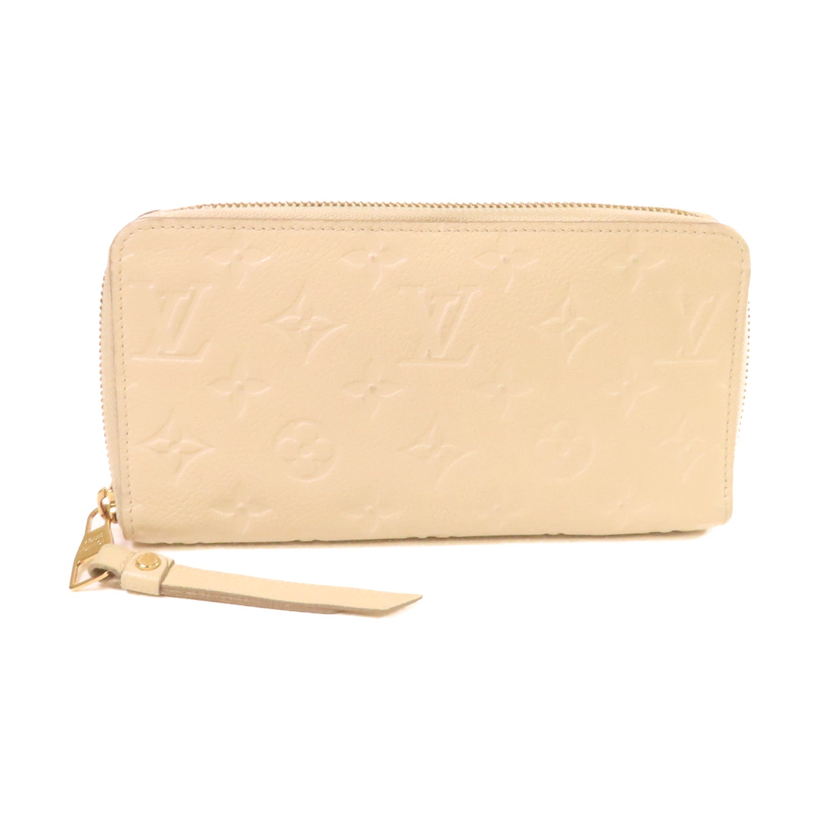 LOUIS VUITTON 【激減優惠】Monogram Empreinte Round Long Wallet金扣拉鏈長錢包杏色