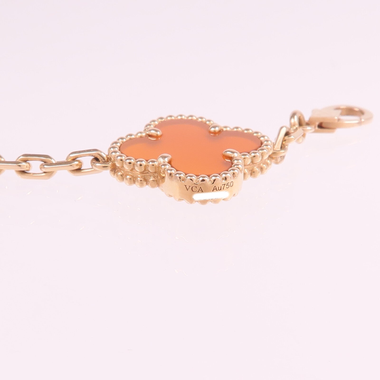 Van Cleef & Arpels 18K玫瑰金Vintage Alhambra Bracelet 5 Motifs紅玉髓手鏈