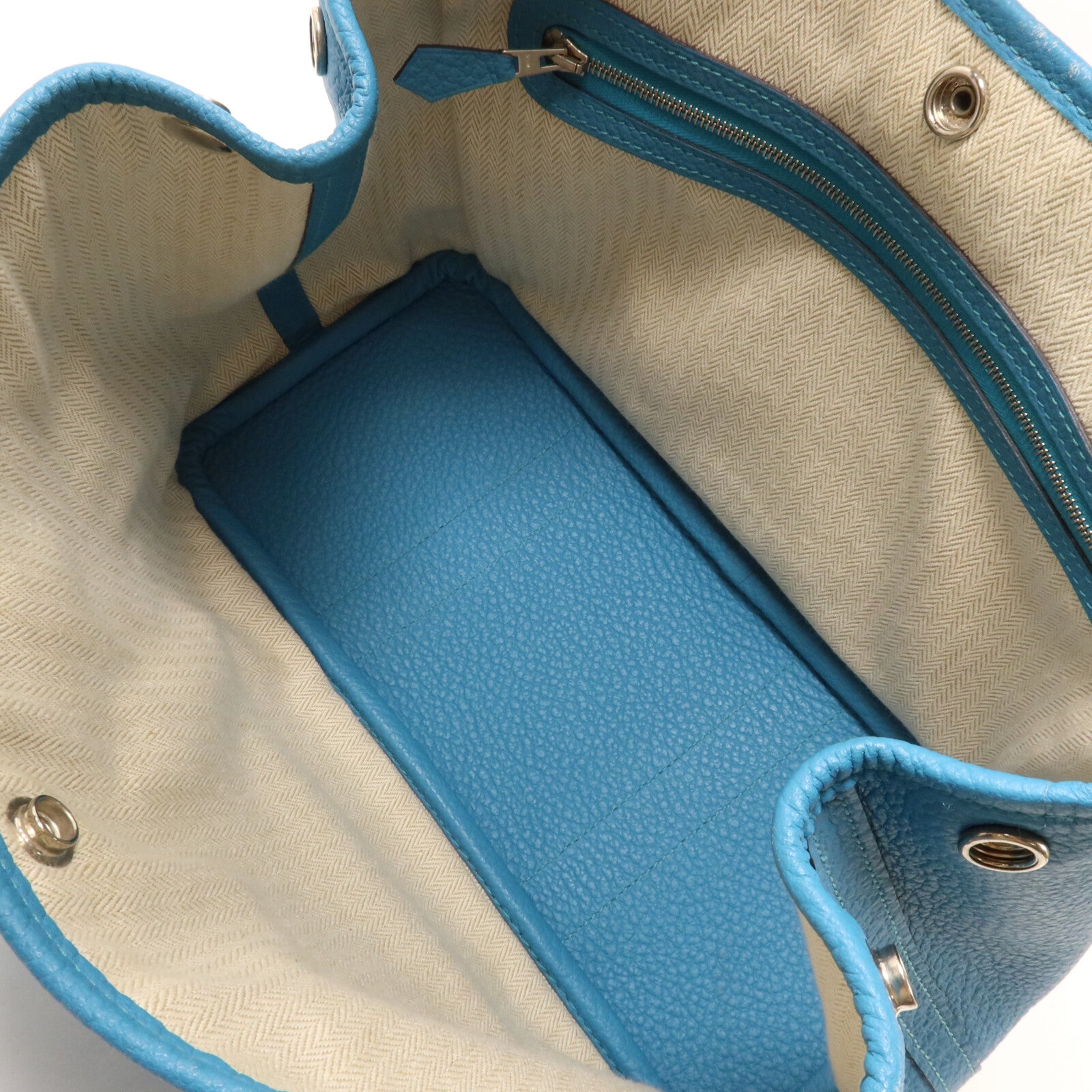 HERMES Negonda皮革Garden Party TPM手挽袋Turquoise