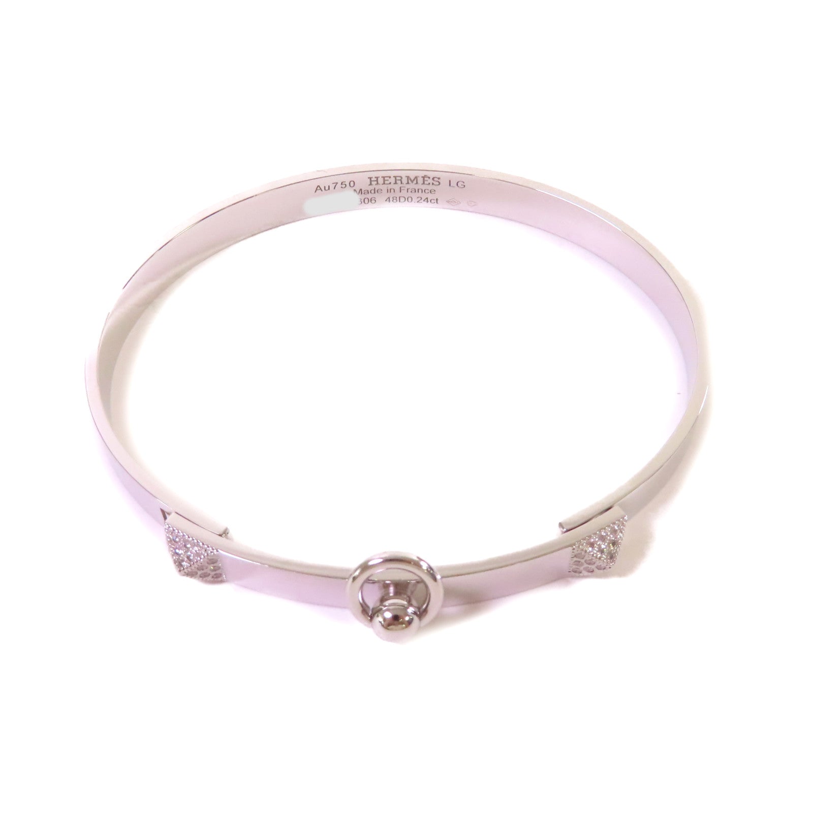 HERMES 18K白金/0.24ct鑽石Collier De Chien Diamond Bracelet手鏈