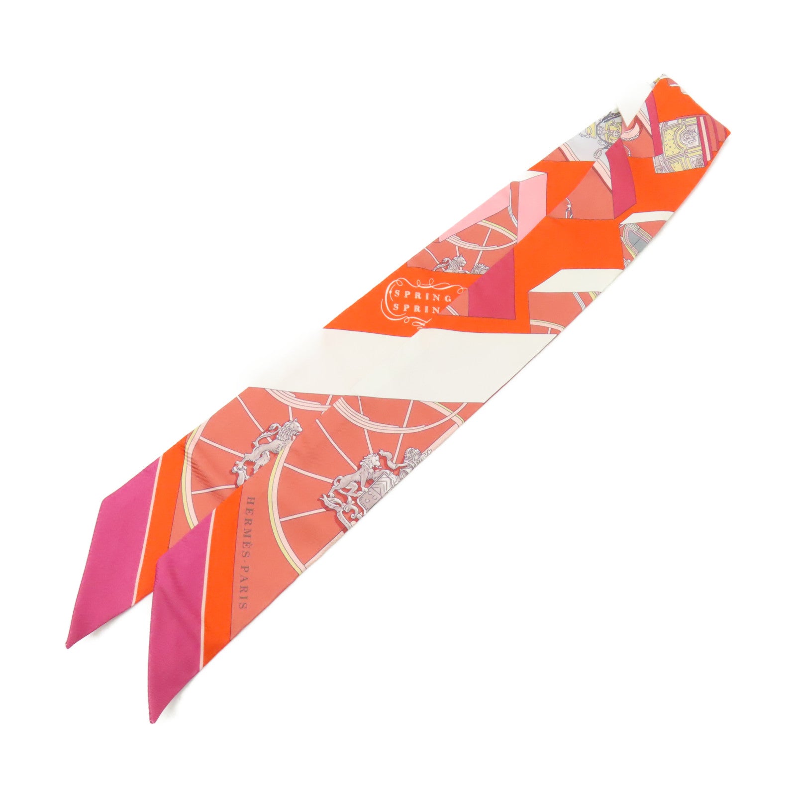 HERMES 【激減優惠】絲質Twilly絲巾紅色/粉紅色/白色