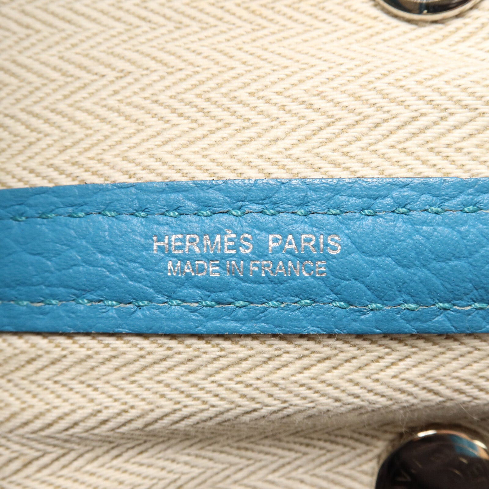 HERMES Negonda皮革Garden Party TPM手挽袋Turquoise