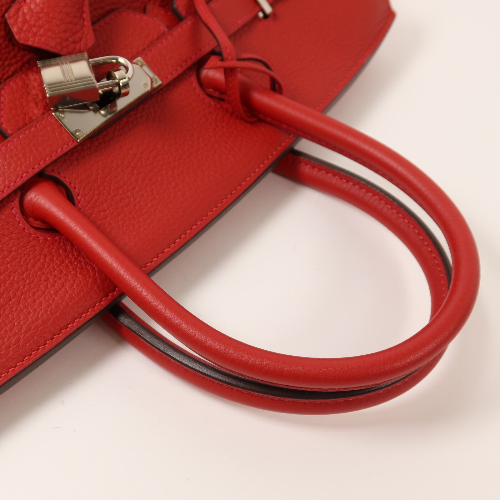 HERMES Clemence皮革Birkin 35手挽袋Rouge Casaque