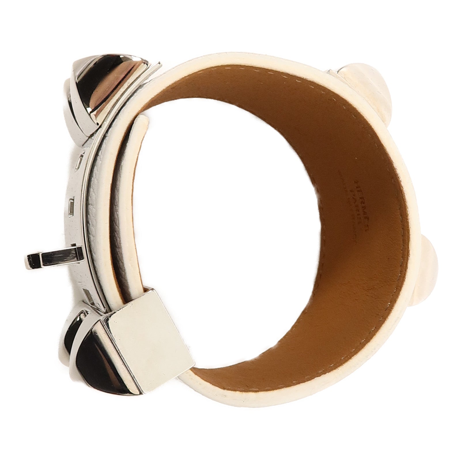 HERMES Epsom皮革Collier De Chien Bracelet手帶Blanc