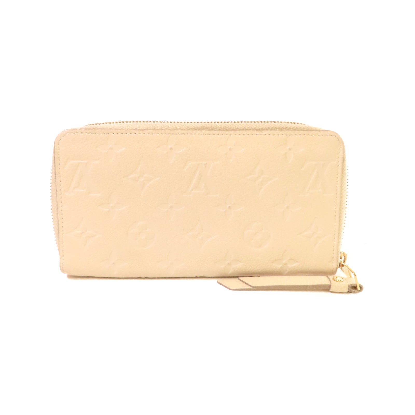 LOUIS VUITTON 【激減優惠】Monogram Empreinte Round Long Wallet金扣拉鏈長錢包杏色