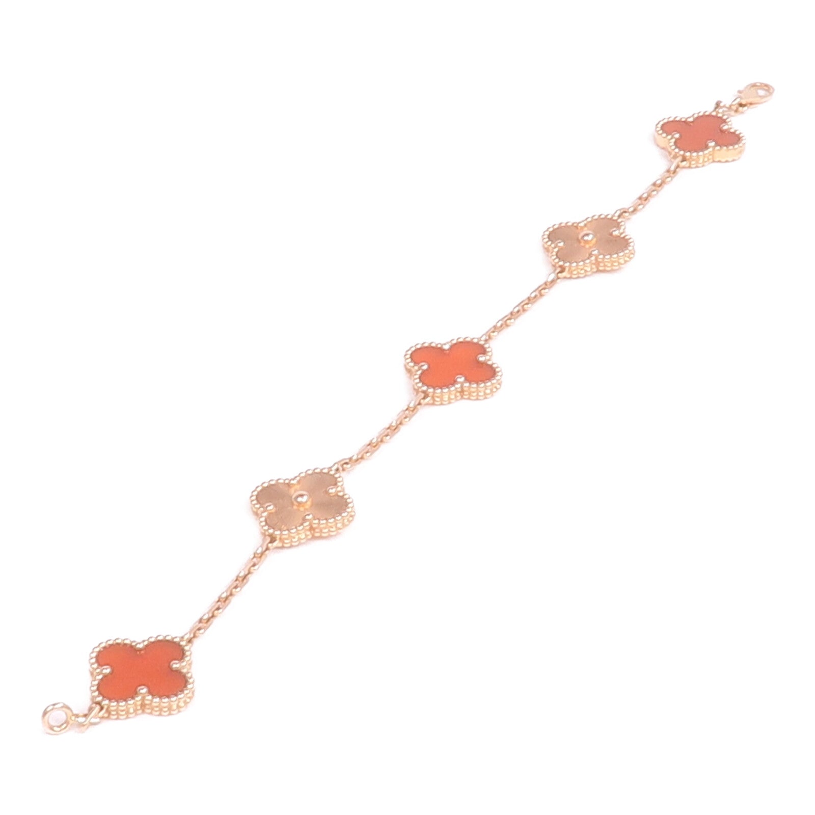 Van Cleef & Arpels 18K玫瑰金Vintage Alhambra Bracelet 5 Motifs紅玉髓手鏈