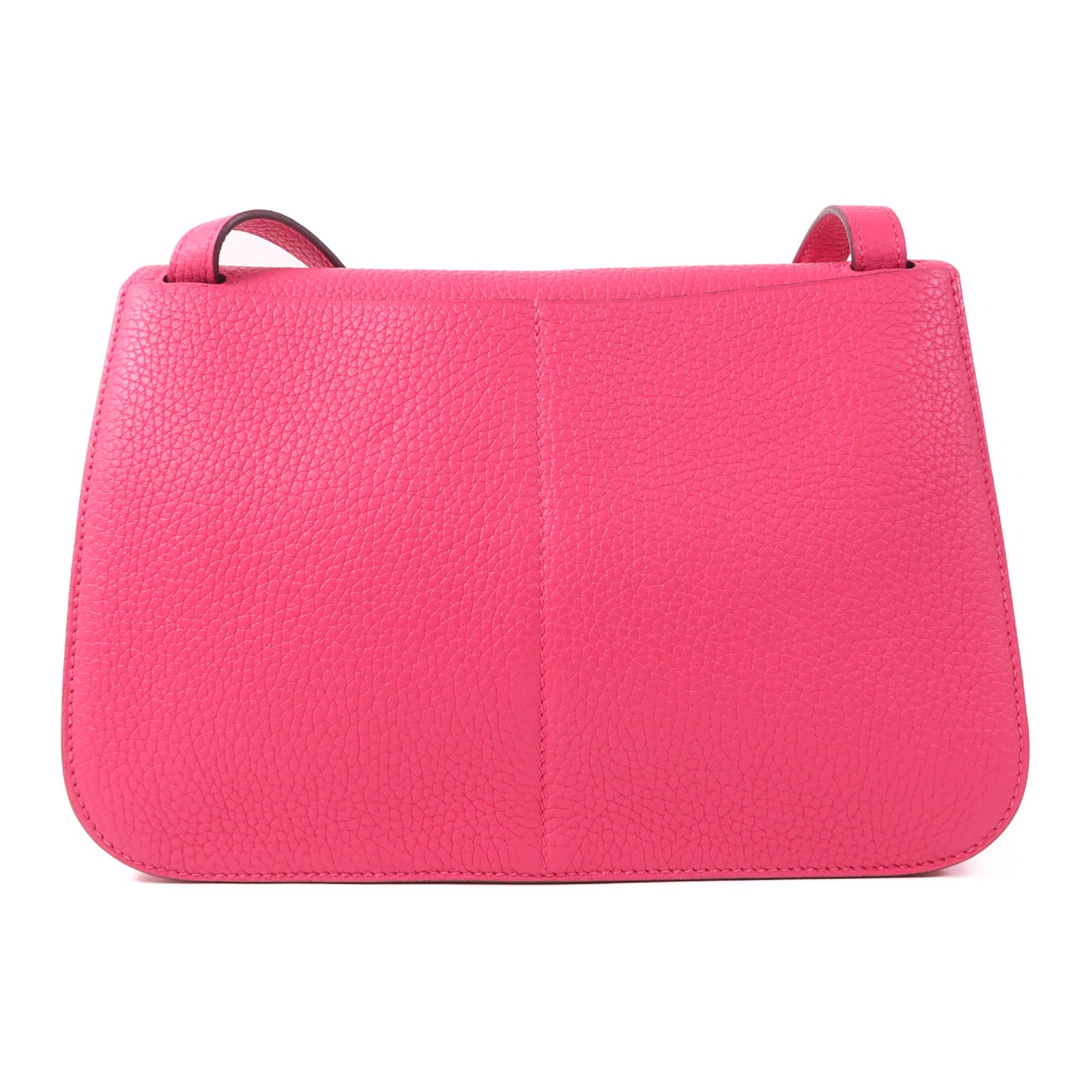 HERMES Clemence皮革Halzan 25銀扣手挽肩背兩用袋Framboise