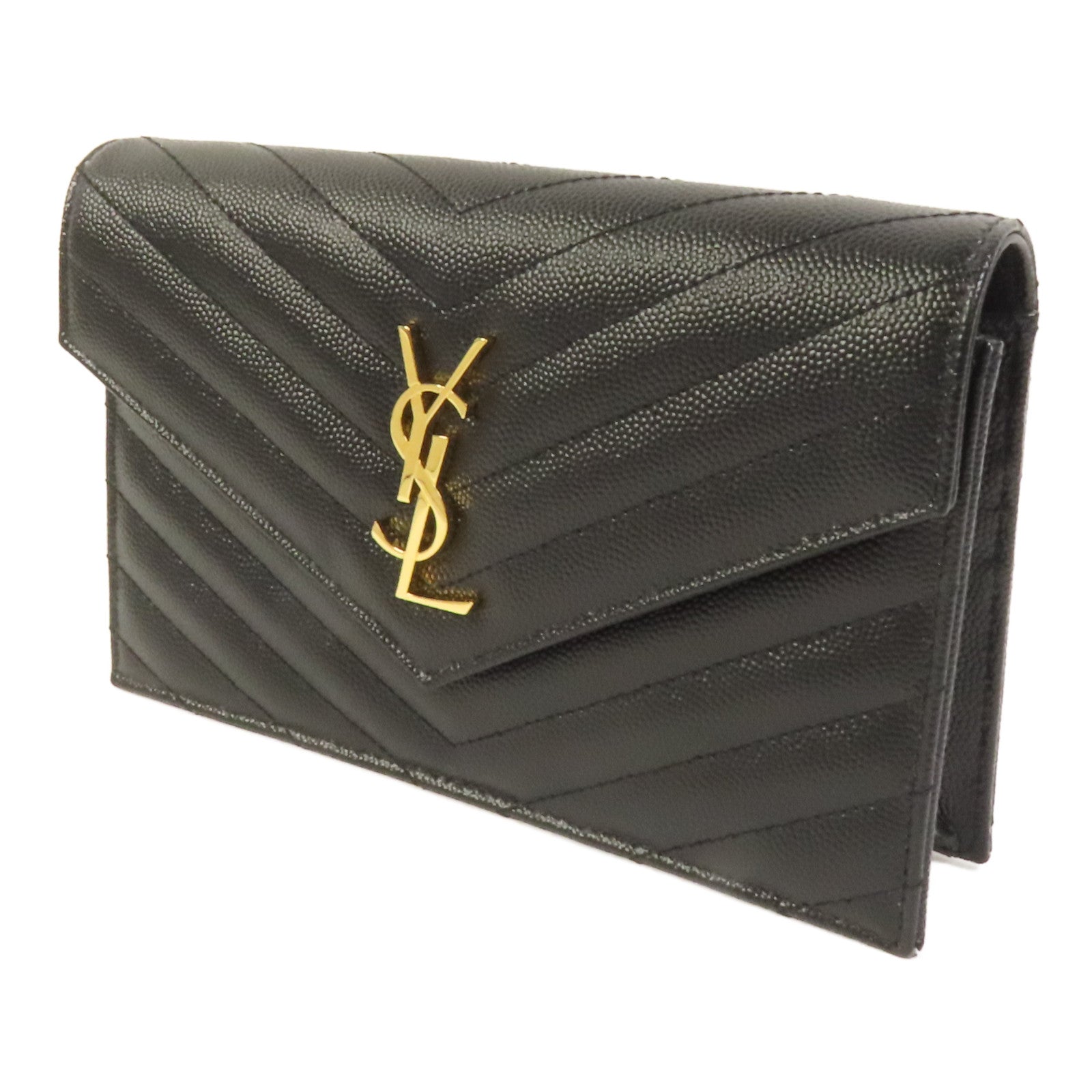 YVES SAINT LAURENT 牛皮皮革Cassandre Envelope Chain Wallet金扣鏈帶肩背袋