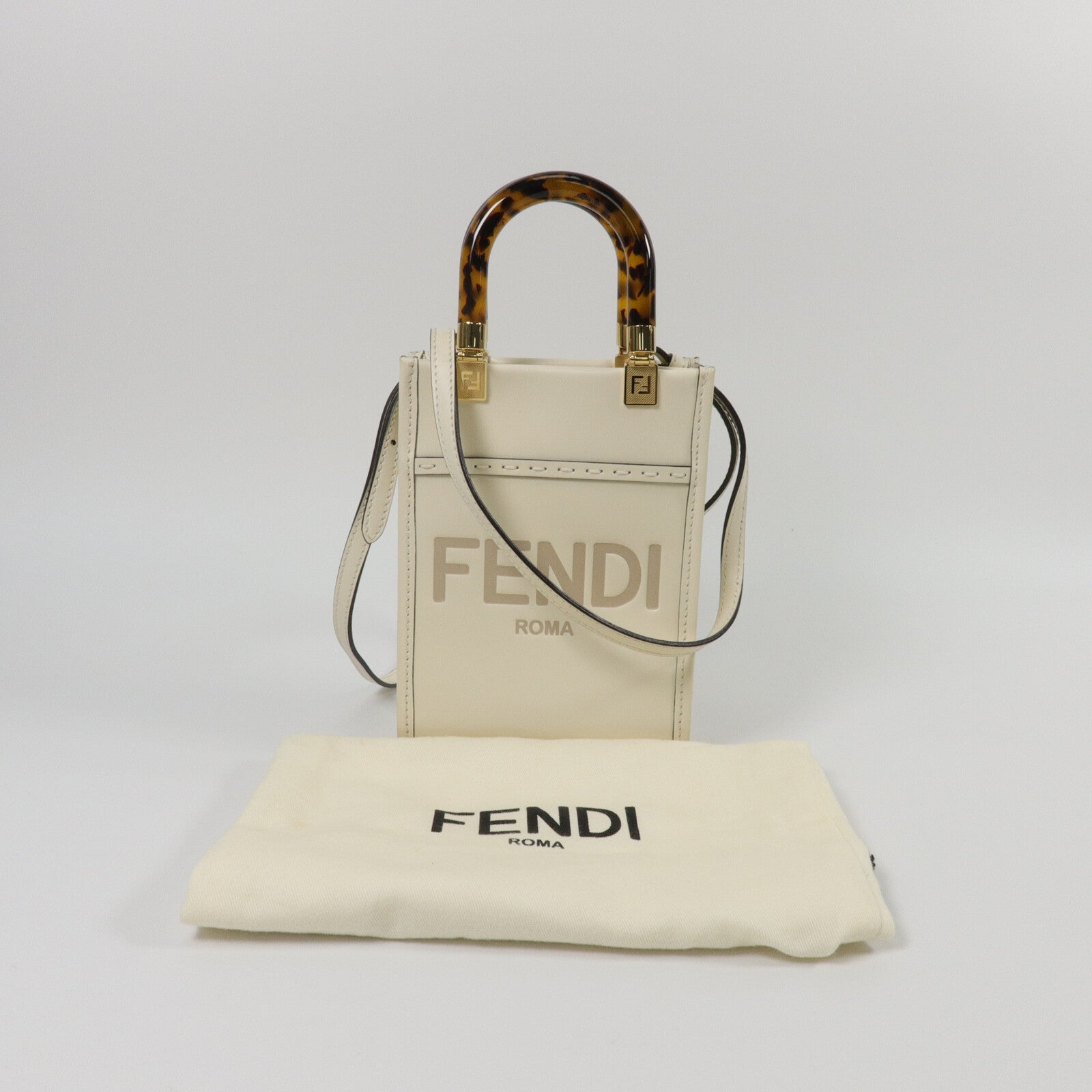 FENDI 牛皮皮革Mon Tresor Mini手挽肩背兩用袋