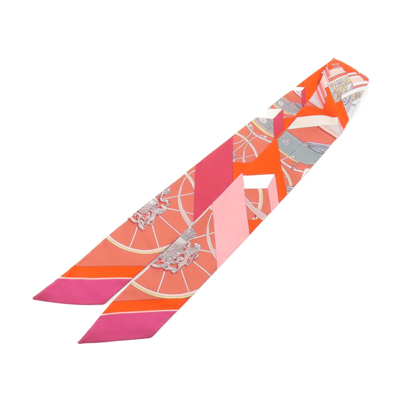 HERMES 【激減優惠】絲質Twilly絲巾紅色/粉紅色/白色