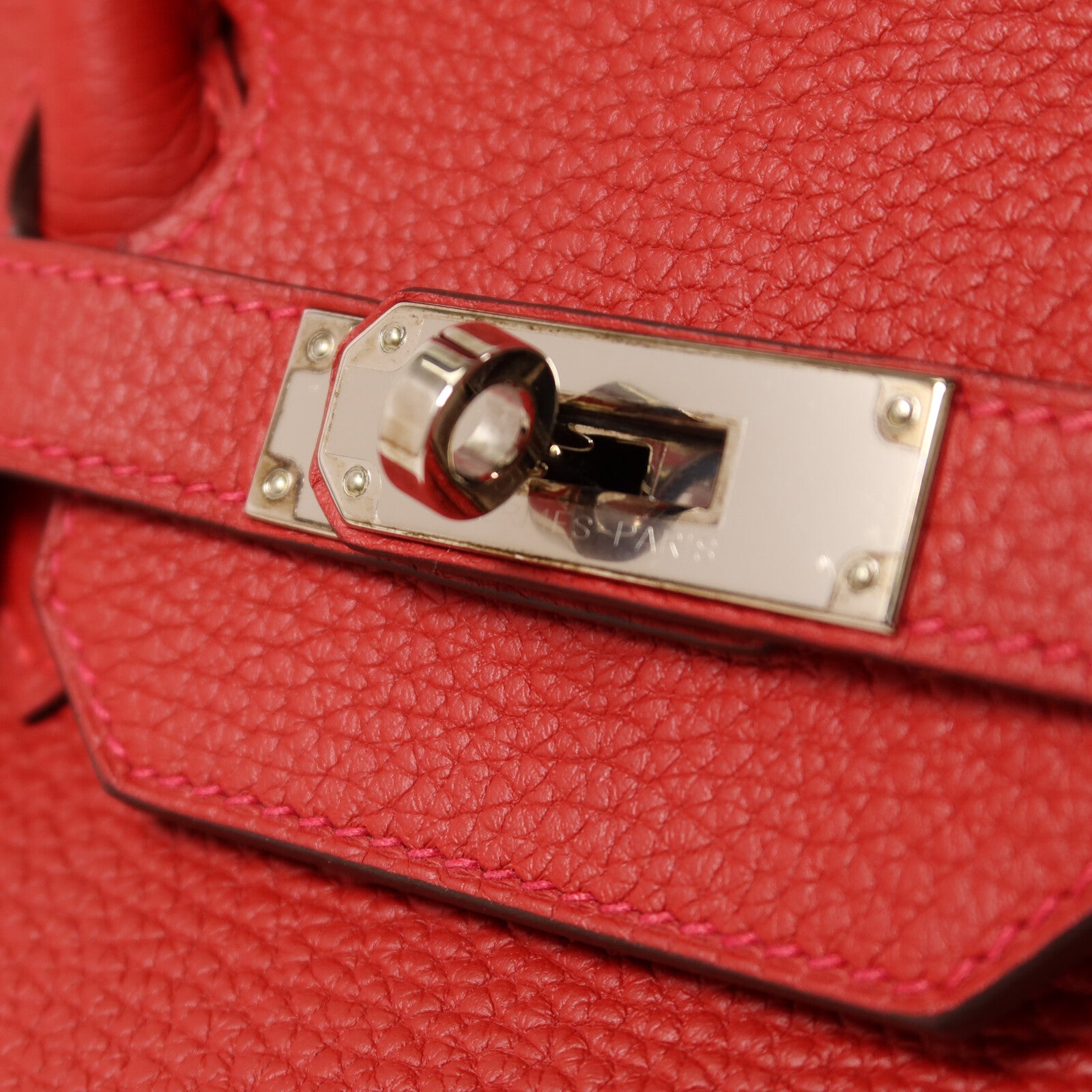 HERMES Clemence皮革Birkin 35手挽袋Rouge Casaque