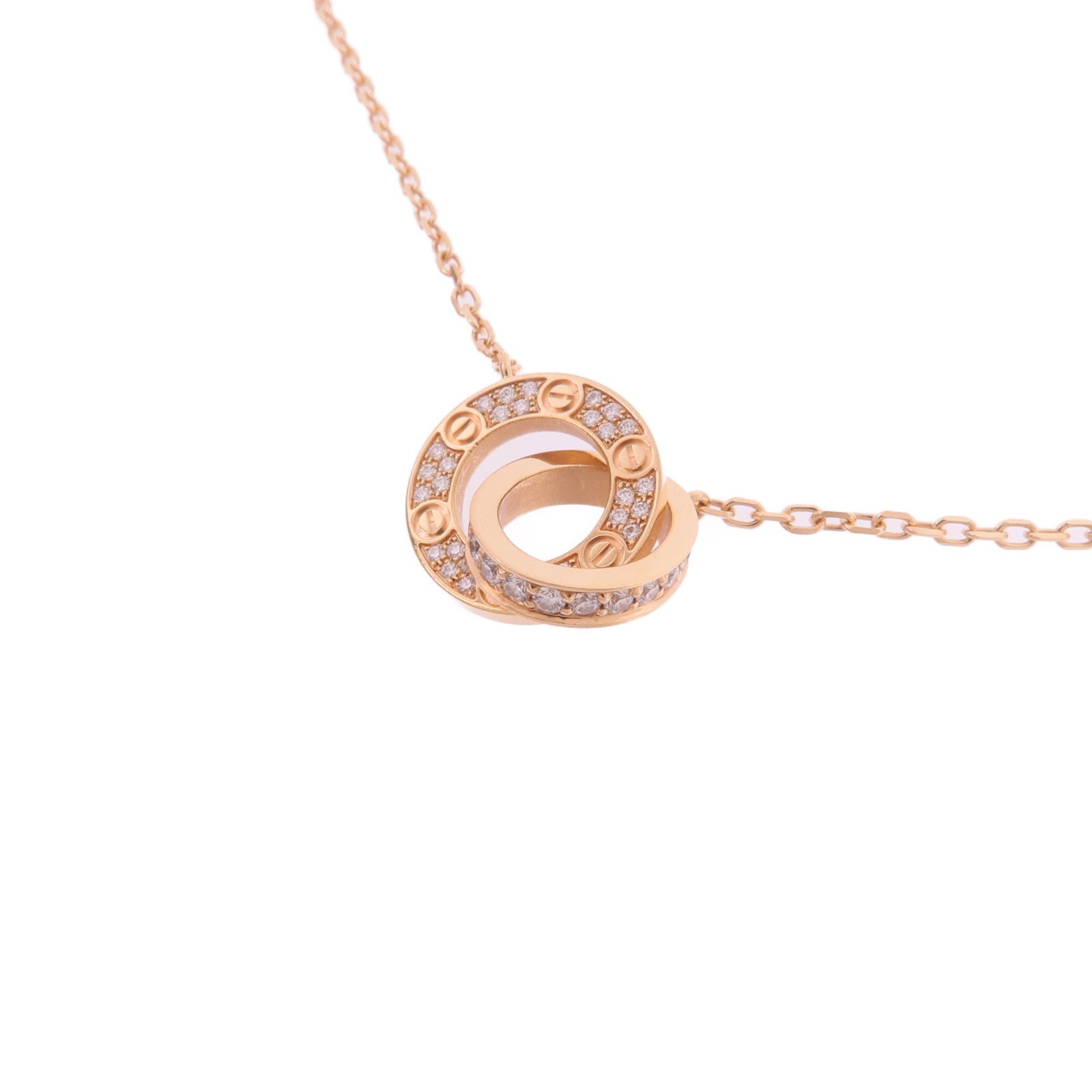 CARTIER 18K玫瑰金Love Pendant Paved鑽石項鍊