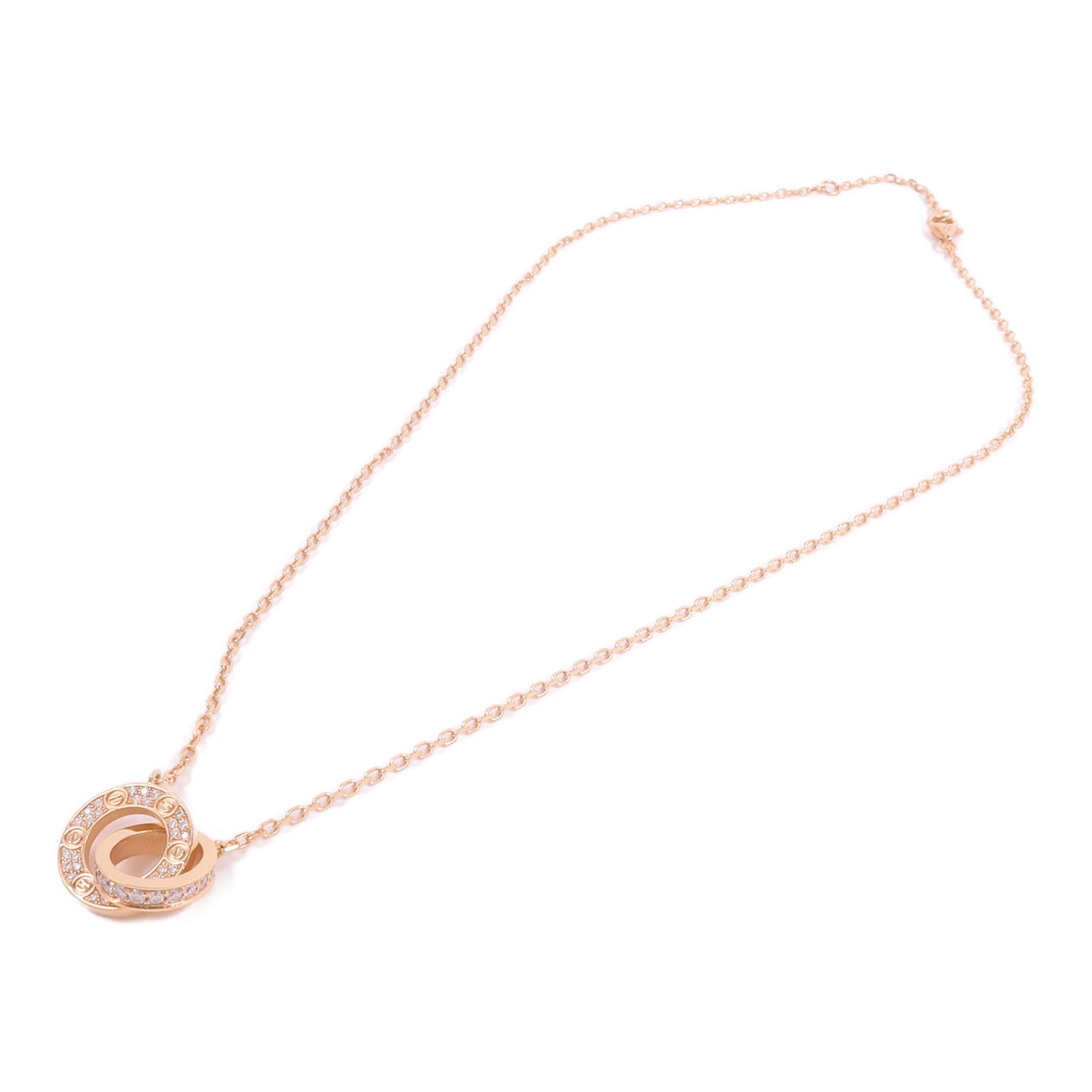 CARTIER 18K玫瑰金Love Pendant Paved鑽石項鍊