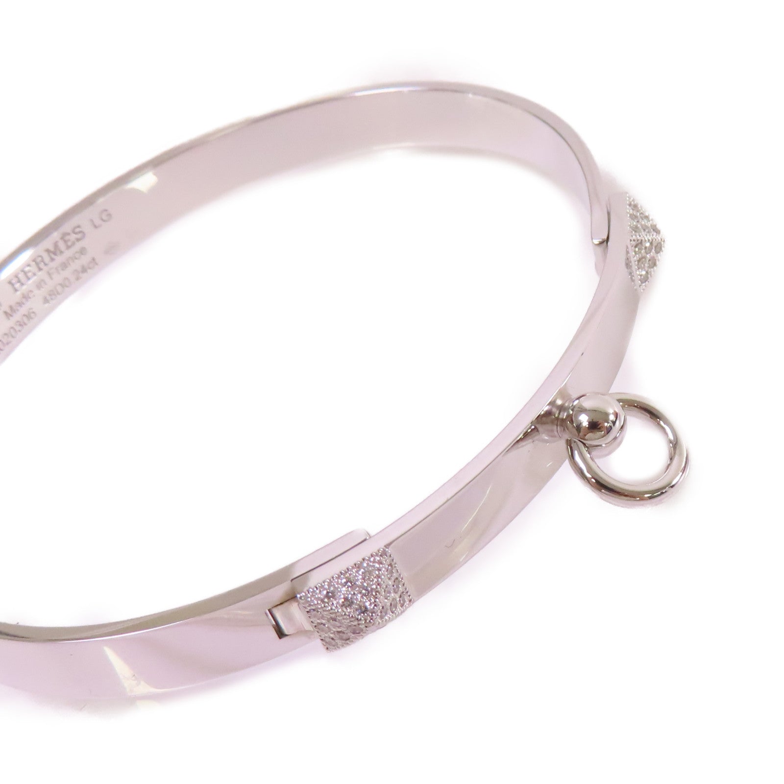 HERMES 18K白金/0.24ct鑽石Collier De Chien Diamond Bracelet手鏈