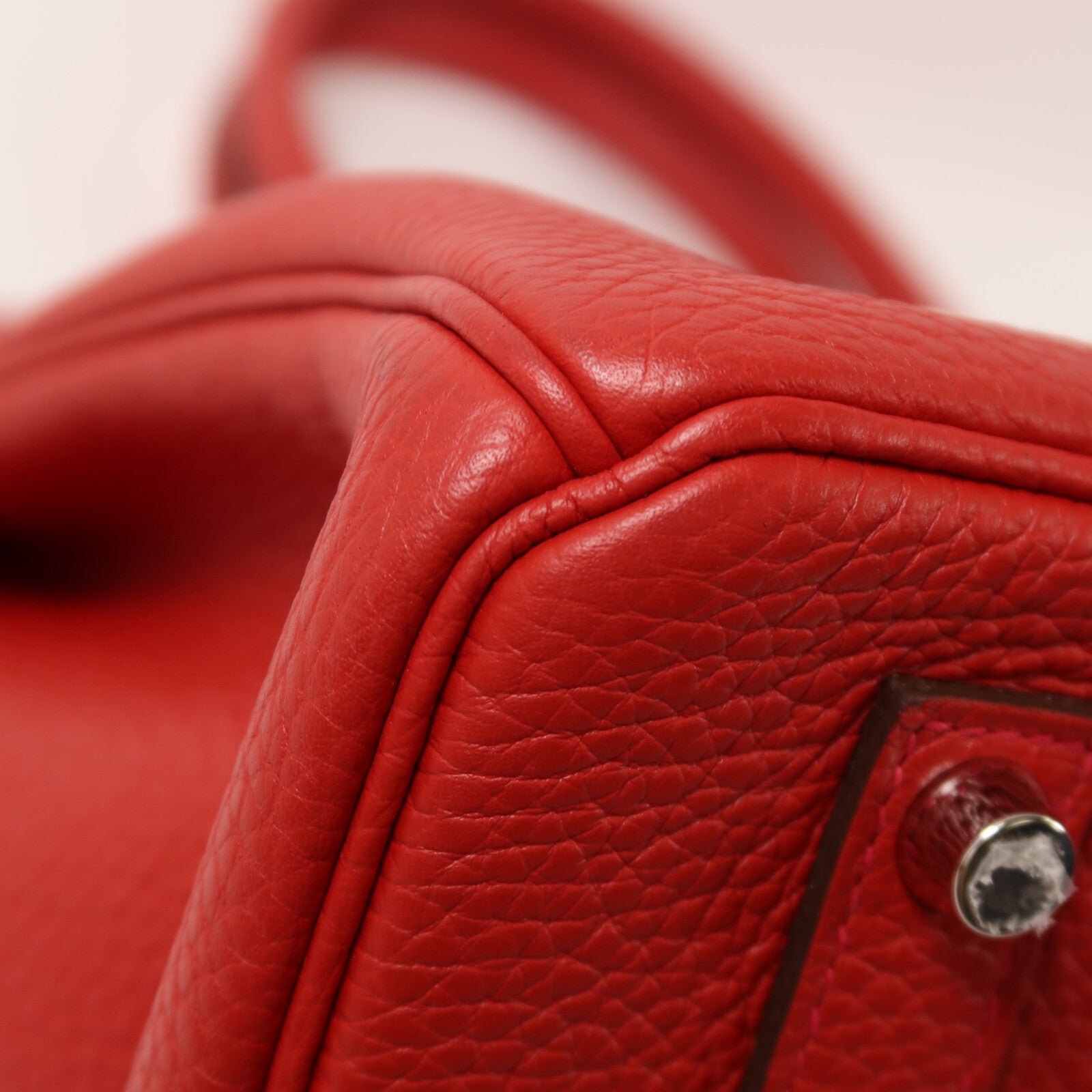 HERMES Clemence皮革Birkin 35手挽袋Rouge Casaque