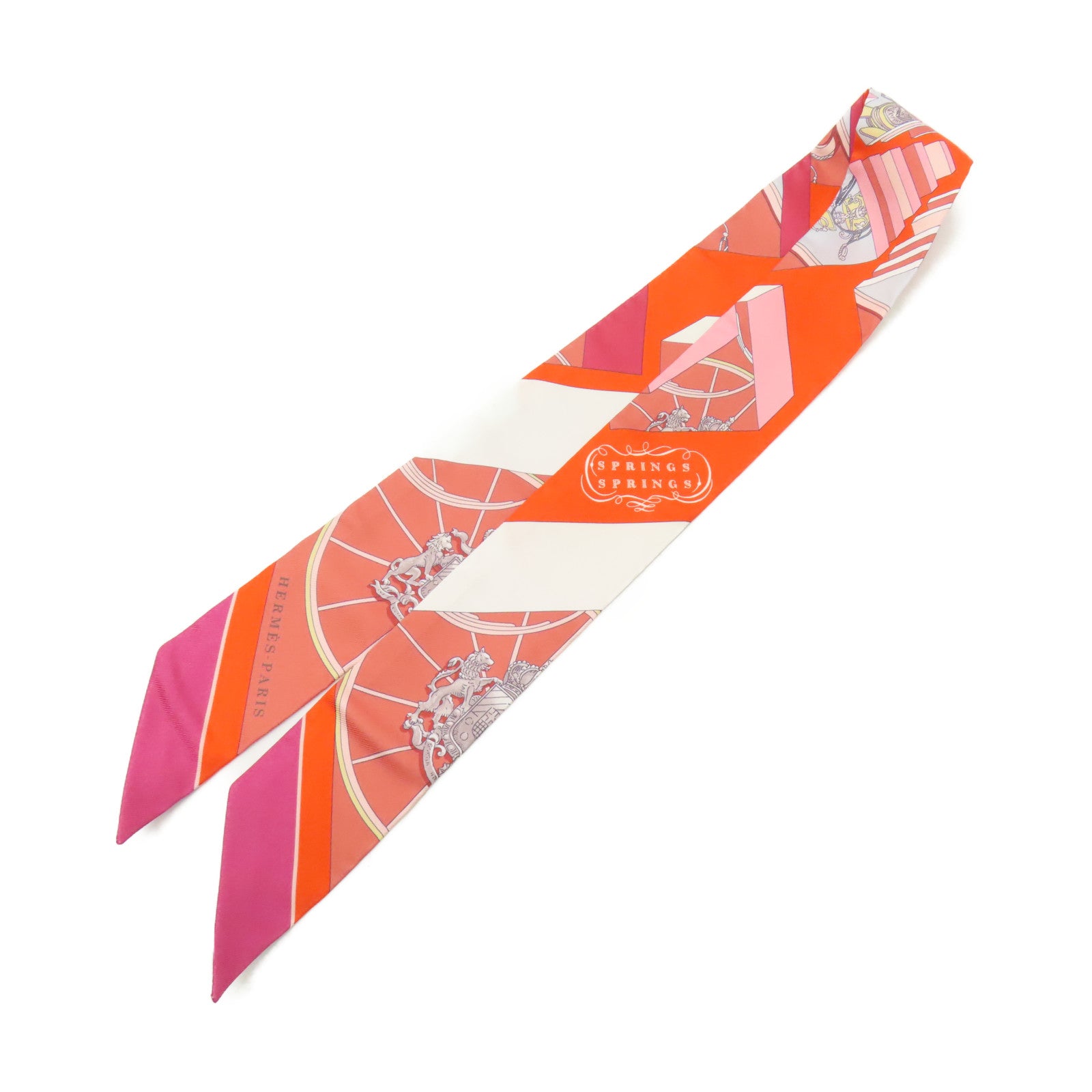 HERMES 【激減優惠】絲質Twilly絲巾紅色/粉紅色/白色