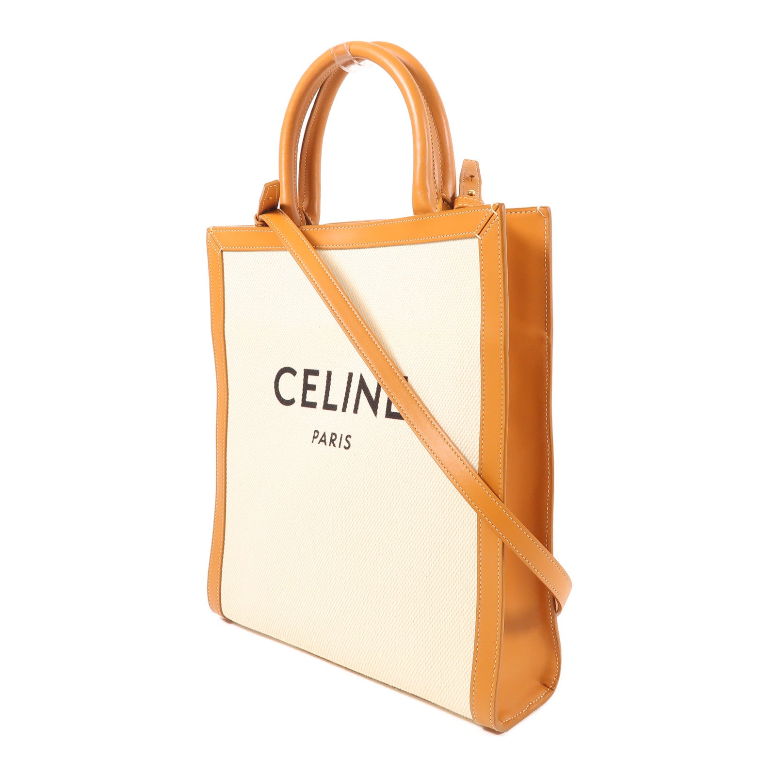 CELINE 帆布2 Way Shoulder金扣手挽肩背兩用袋
