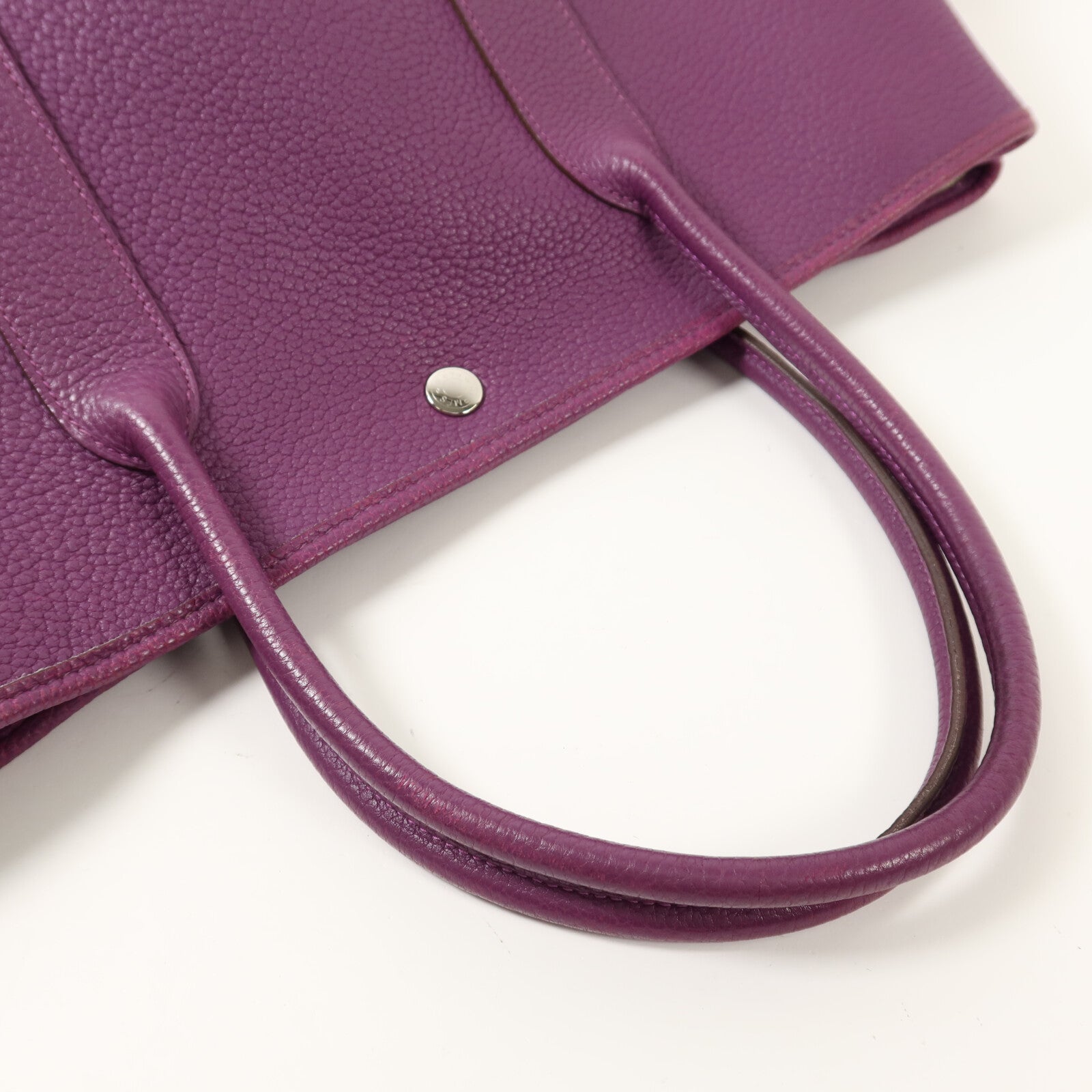HERMES Clemence皮革Garden Party PM銀扣手挽袋Anamone