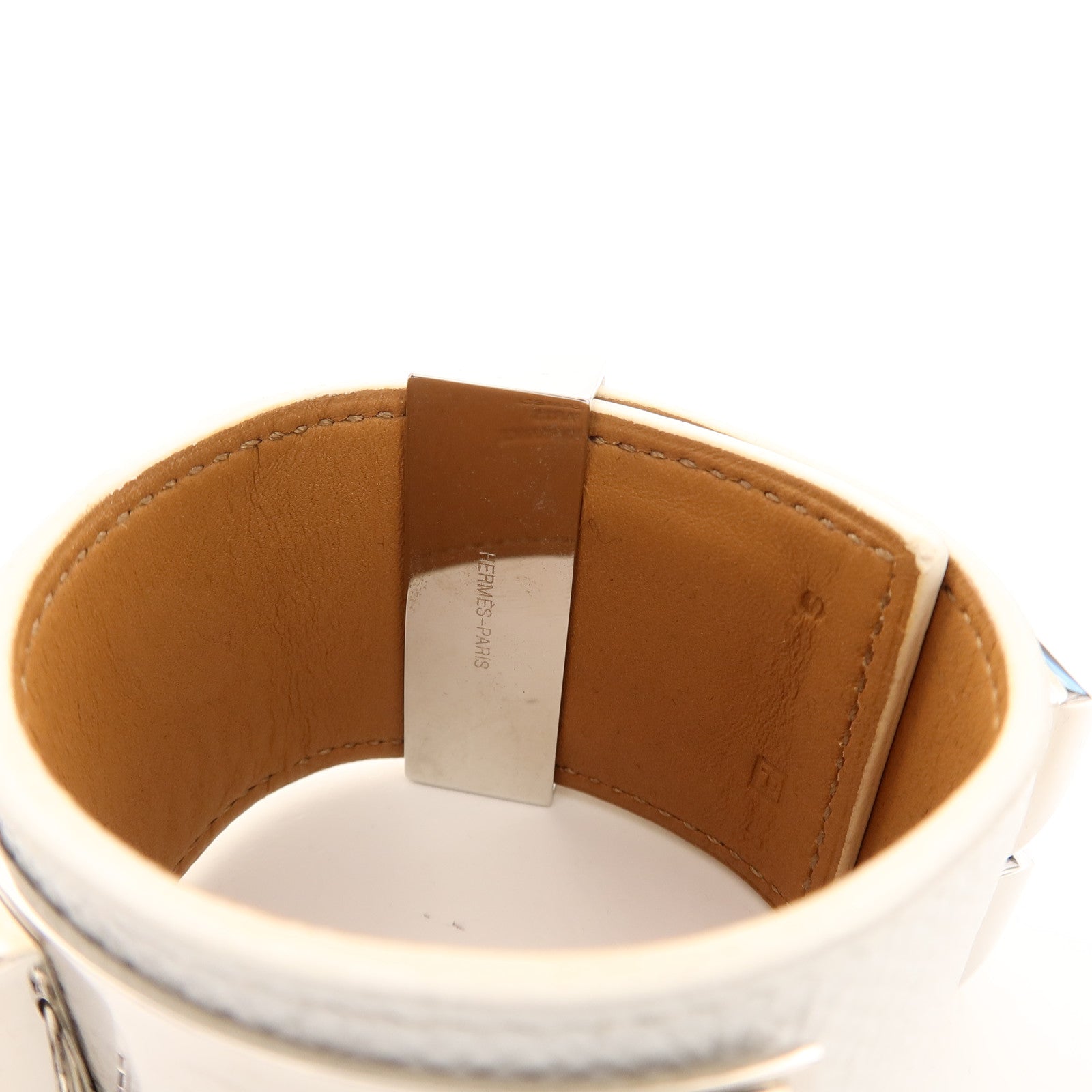 HERMES Epsom皮革Collier De Chien Bracelet手帶Blanc