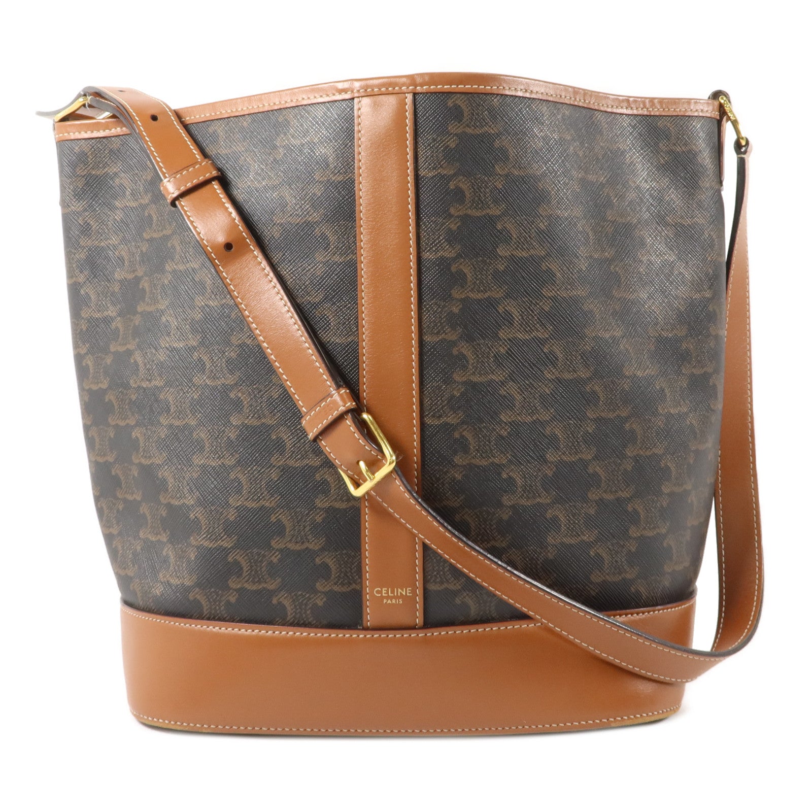 CELINE 塗層帆布Triomphe Bucket Medium肩背袋
