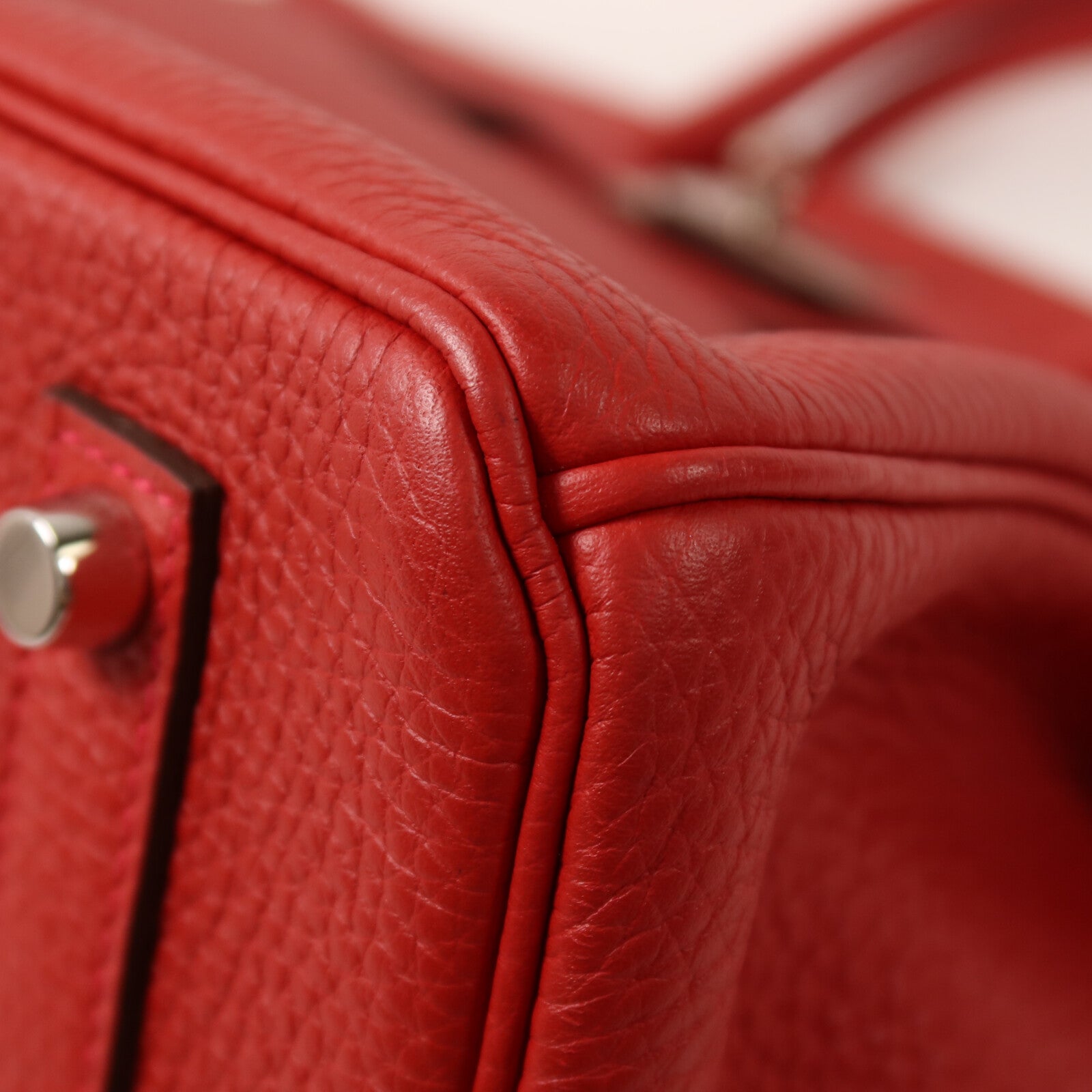 HERMES Clemence皮革Birkin 35手挽袋Rouge Casaque