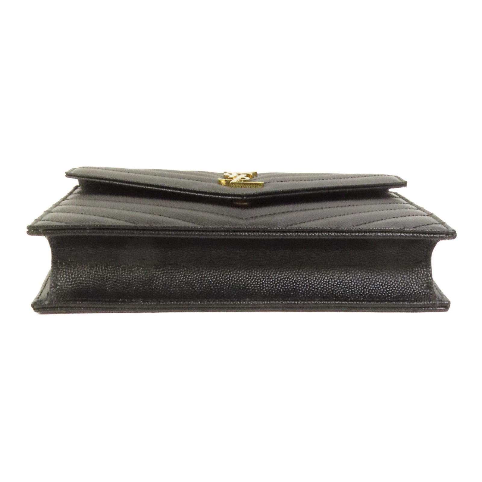 YVES SAINT LAURENT 牛皮皮革Cassandre Envelope Chain Wallet金扣鏈帶肩背袋
