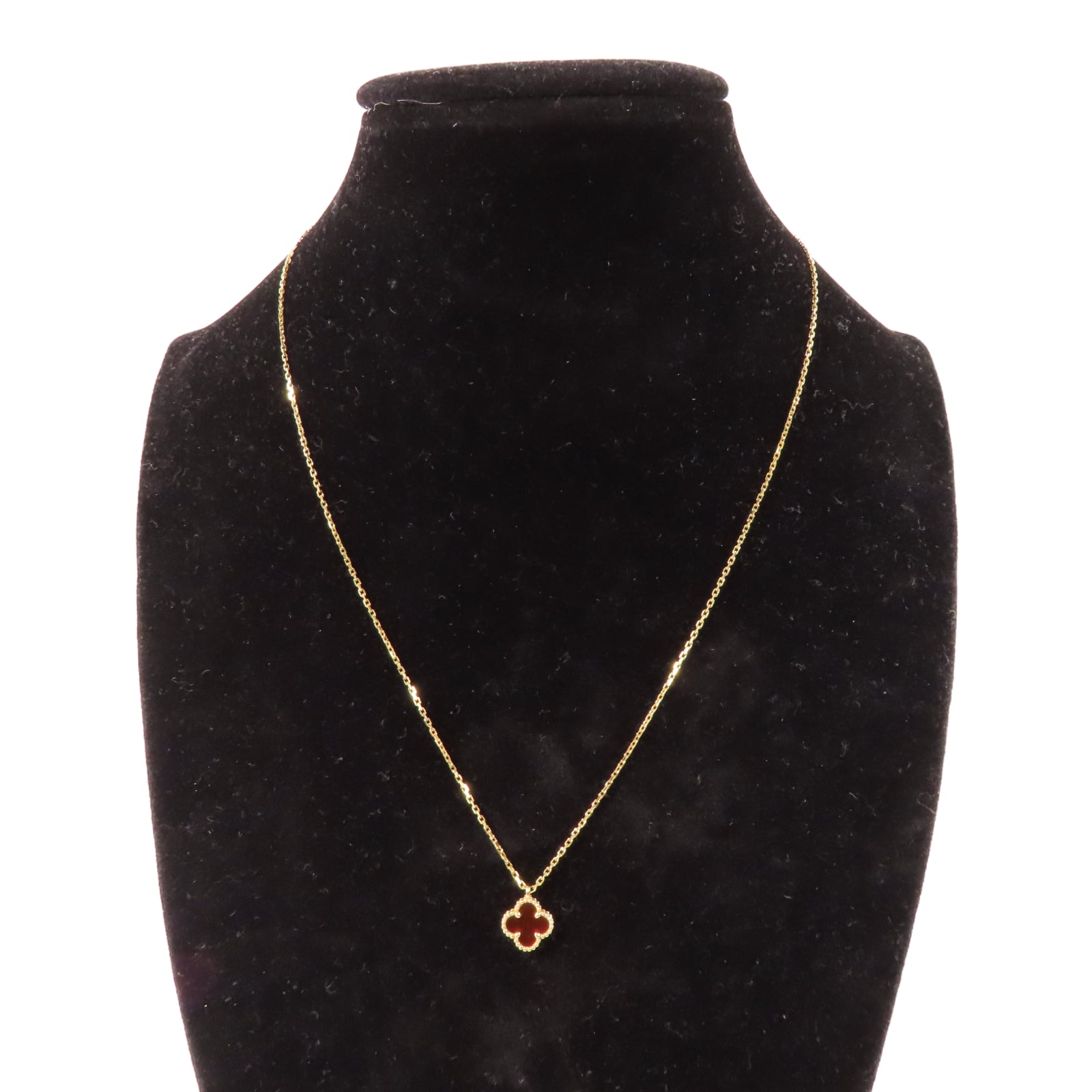 Van Cleef & Arpels 18K黃金Vintage Alhambra Necklace項鏈金色/紅色