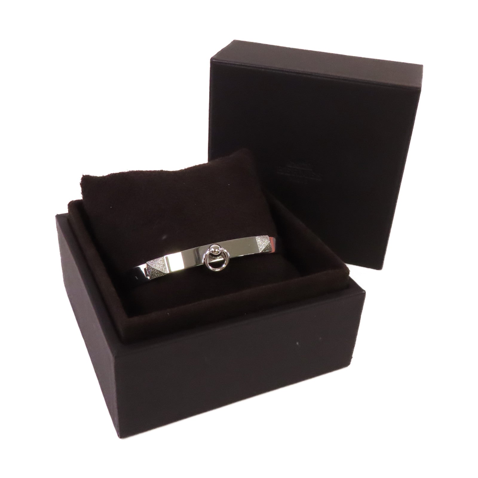 HERMES 18K白金/0.24ct鑽石Collier De Chien Diamond Bracelet手鏈