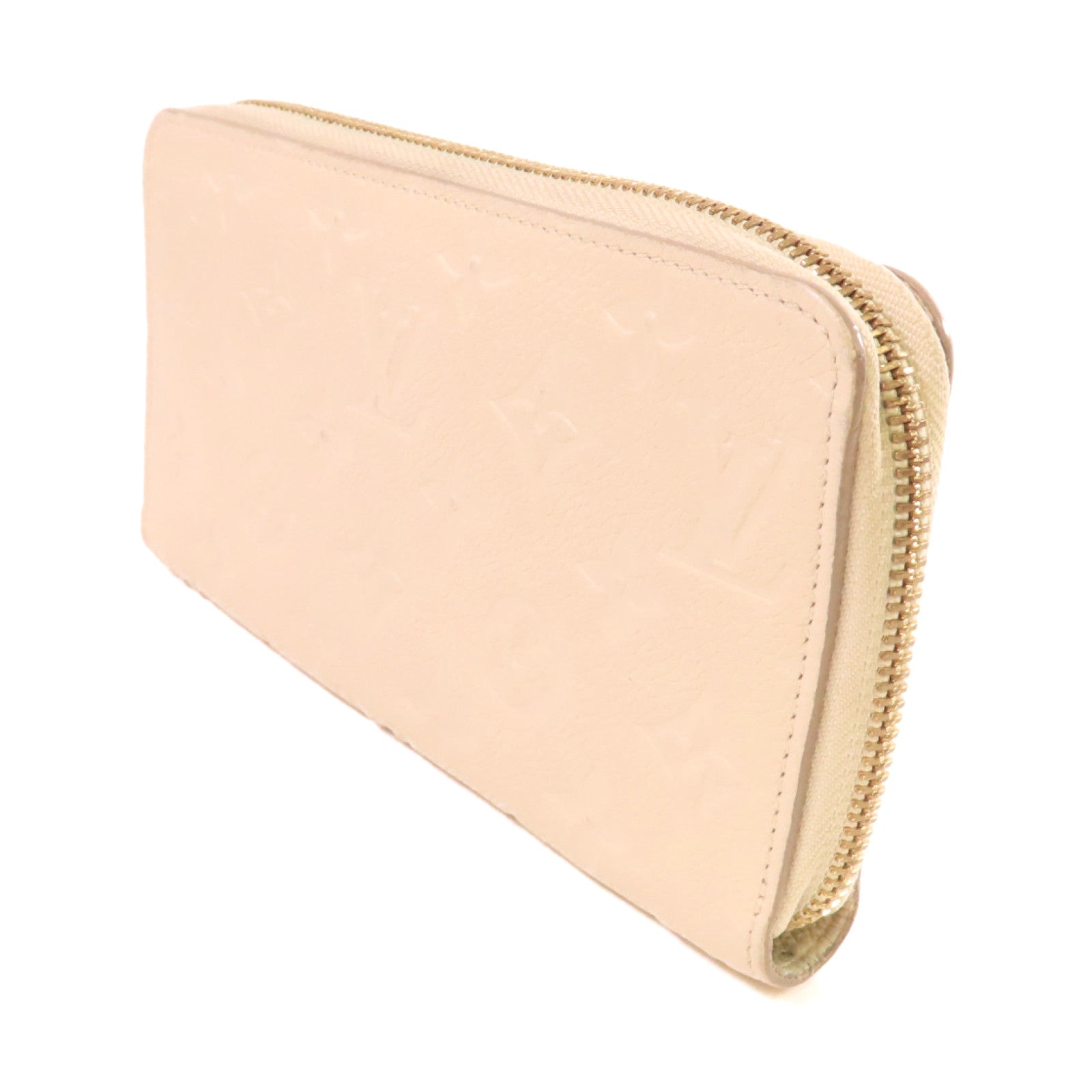 LOUIS VUITTON 【激減優惠】Monogram Empreinte Round Long Wallet金扣拉鏈長錢包杏色