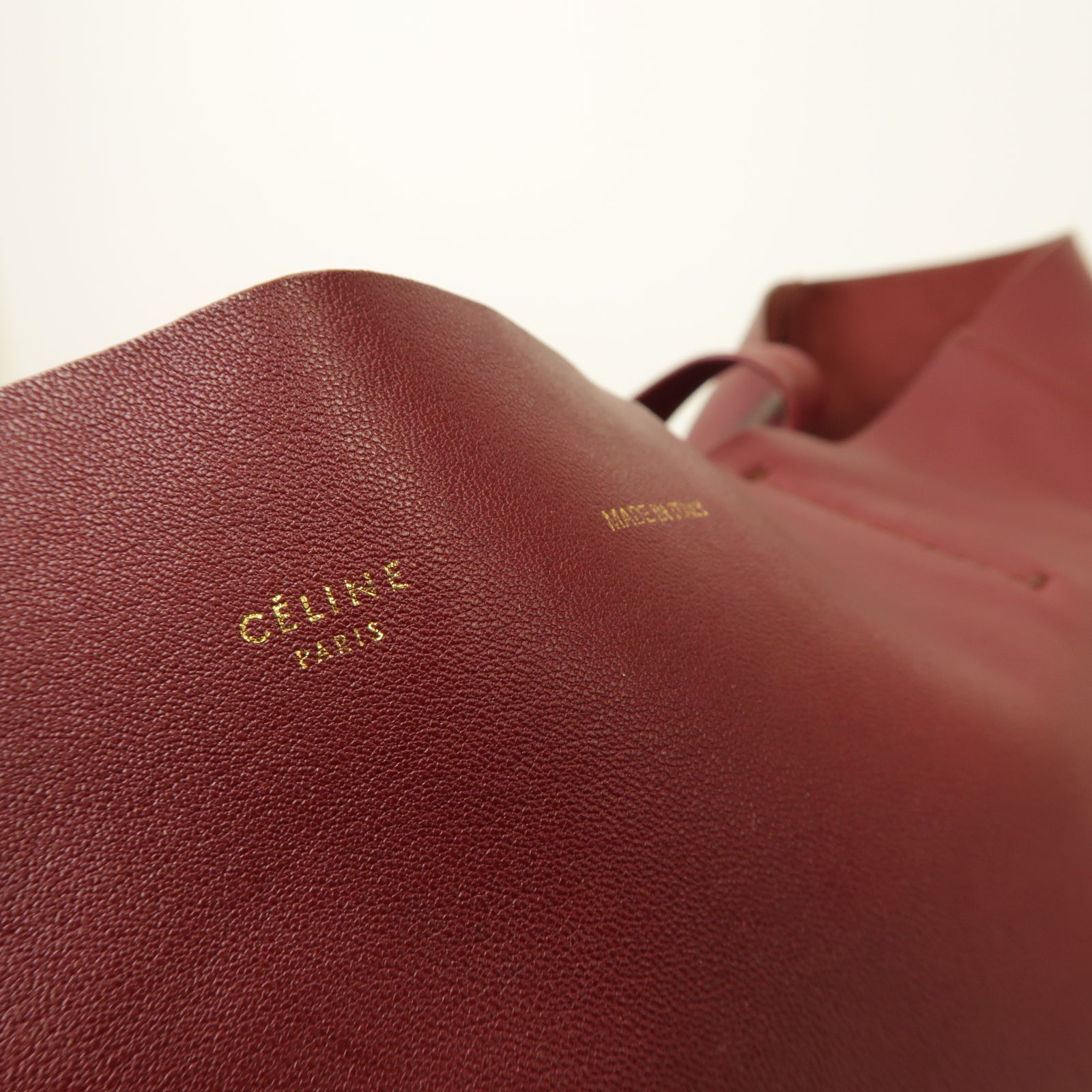 CELINE 【激減優惠】羊皮皮革Cabas手挽袋酒紅色/黒色