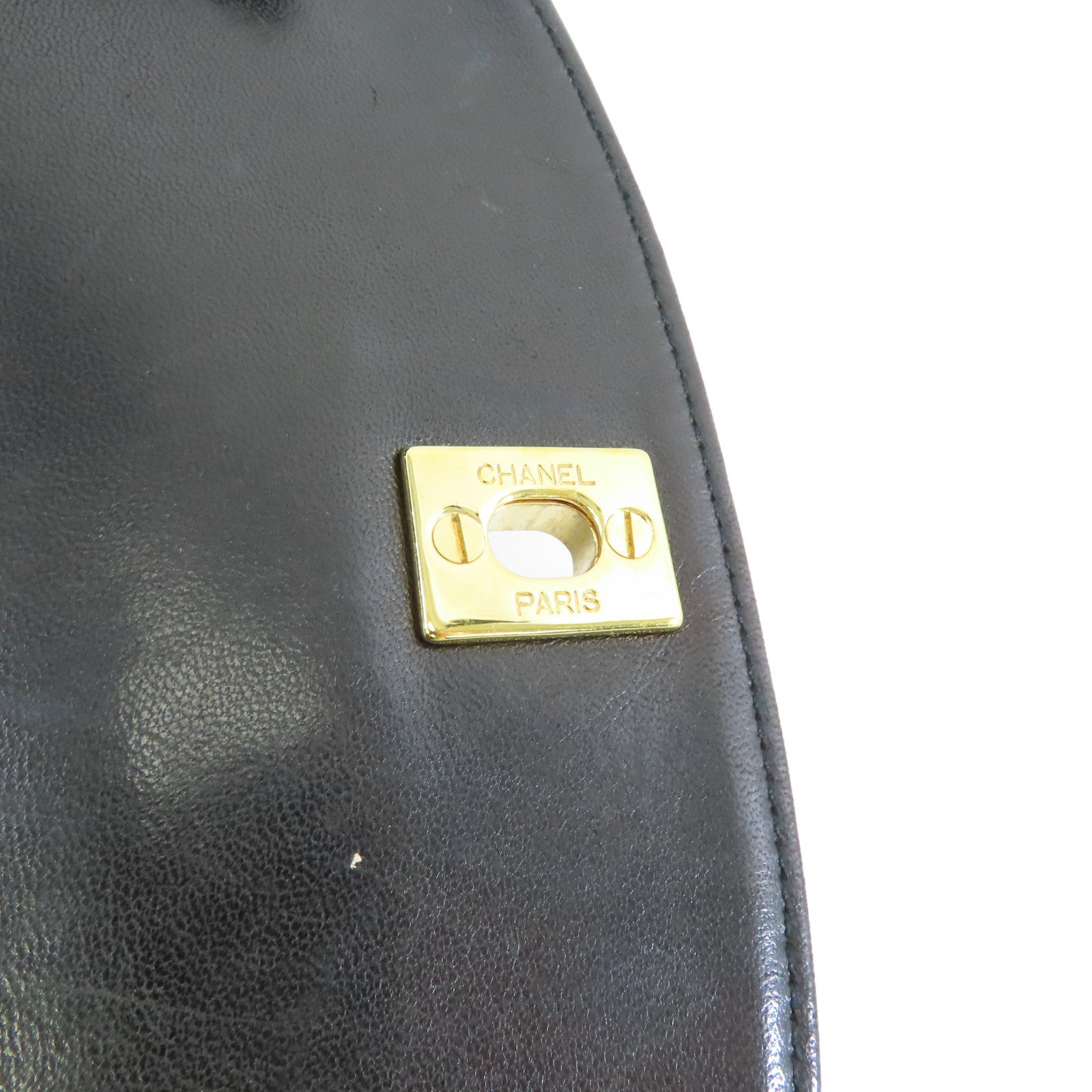 CHANEL 菱格羊皮皮革Vintage Shoulder Bag金扣肩背袋黑色