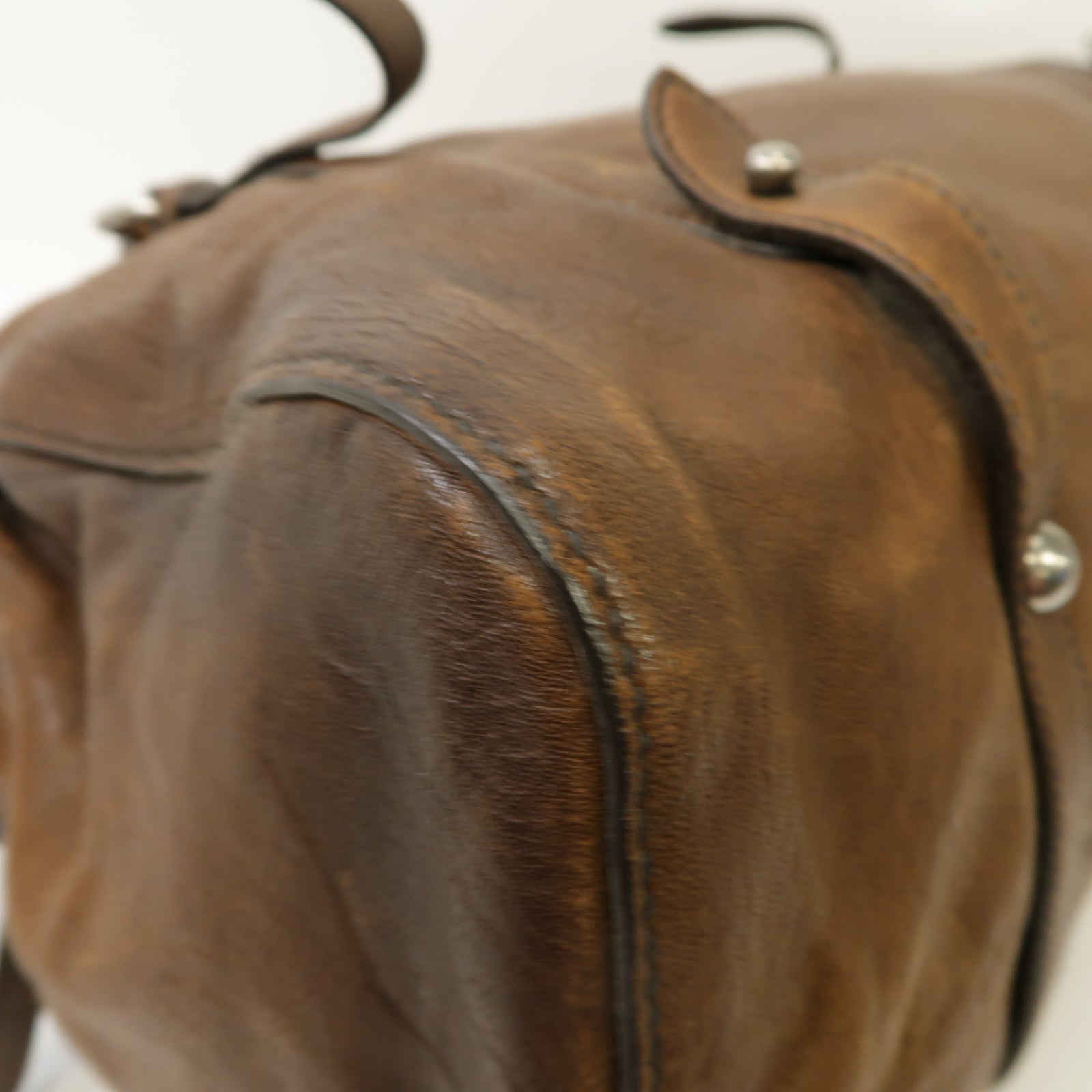 Miu Miu 牛皮皮革2way Shoulder Bag銀扣手挽肩背兩用袋棕色