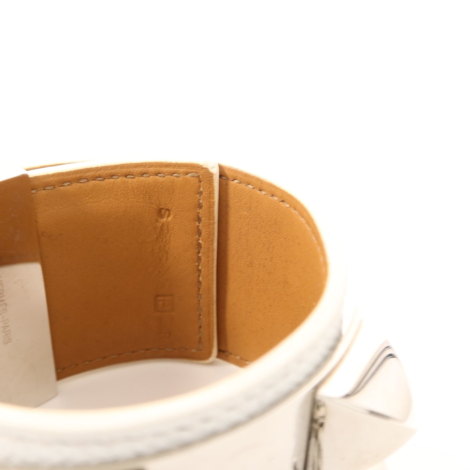 HERMES Epsom皮革Collier De Chien Bracelet手帶Blanc