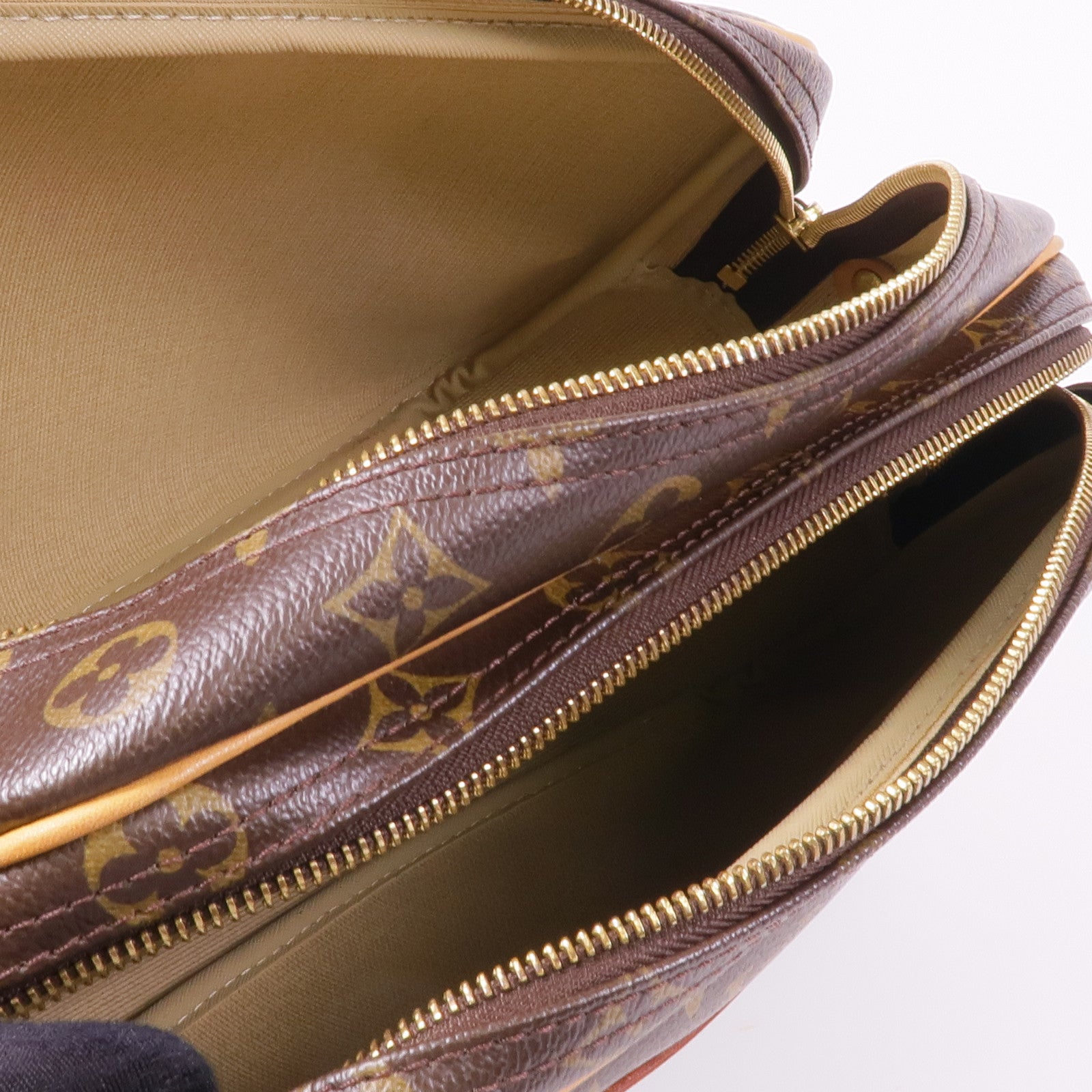 LOUIS VUITTON Monogram Reporter PM金扣肩背袋棕色