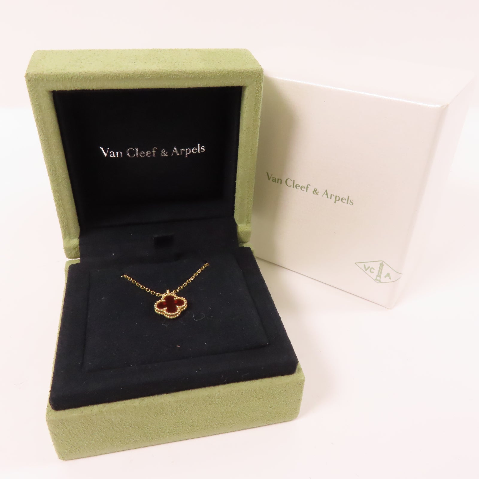 Van Cleef & Arpels 18K黃金Vintage Alhambra Necklace項鏈金色/紅色