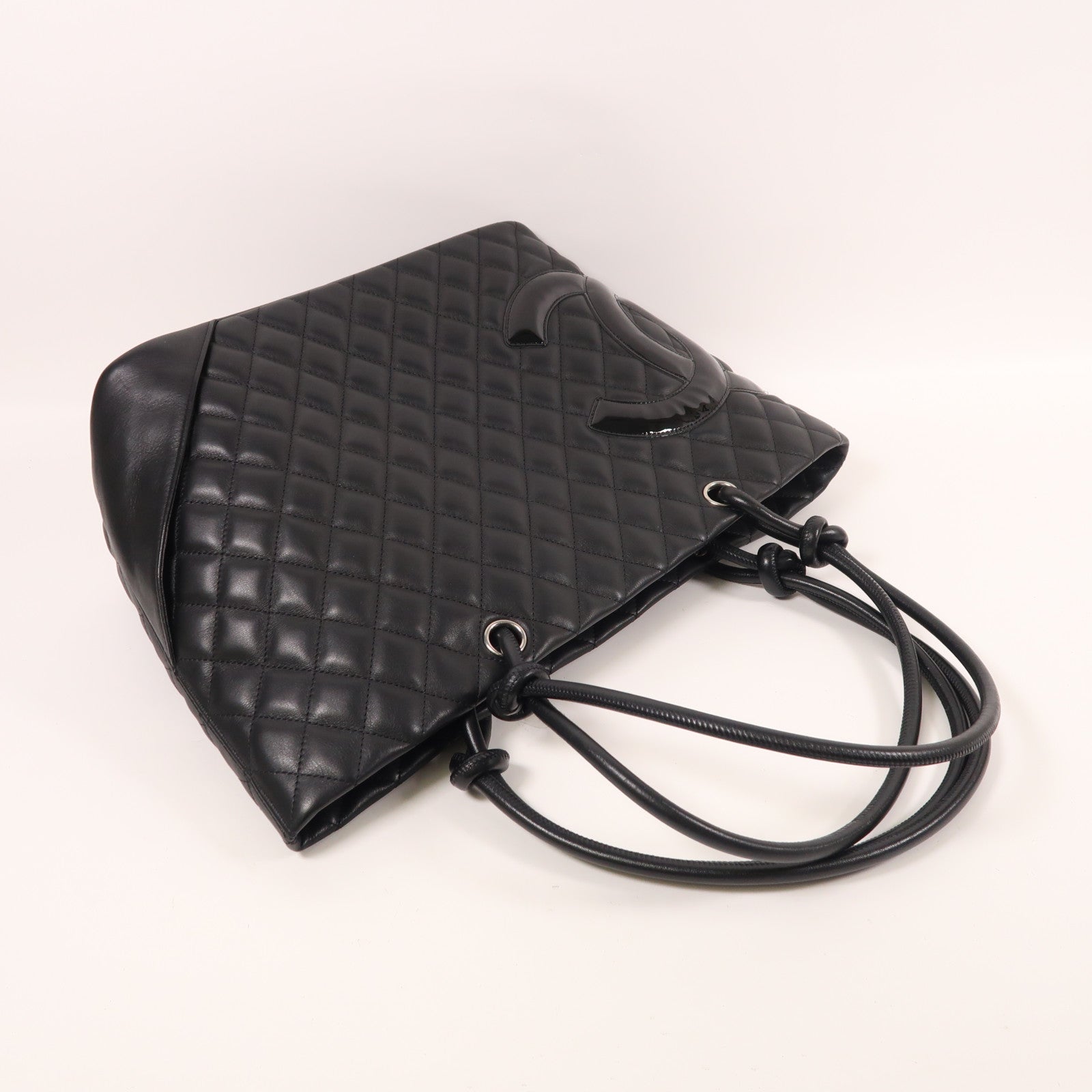 CHANEL 牛皮皮革Cambon Line Tote銀扣肩背袋