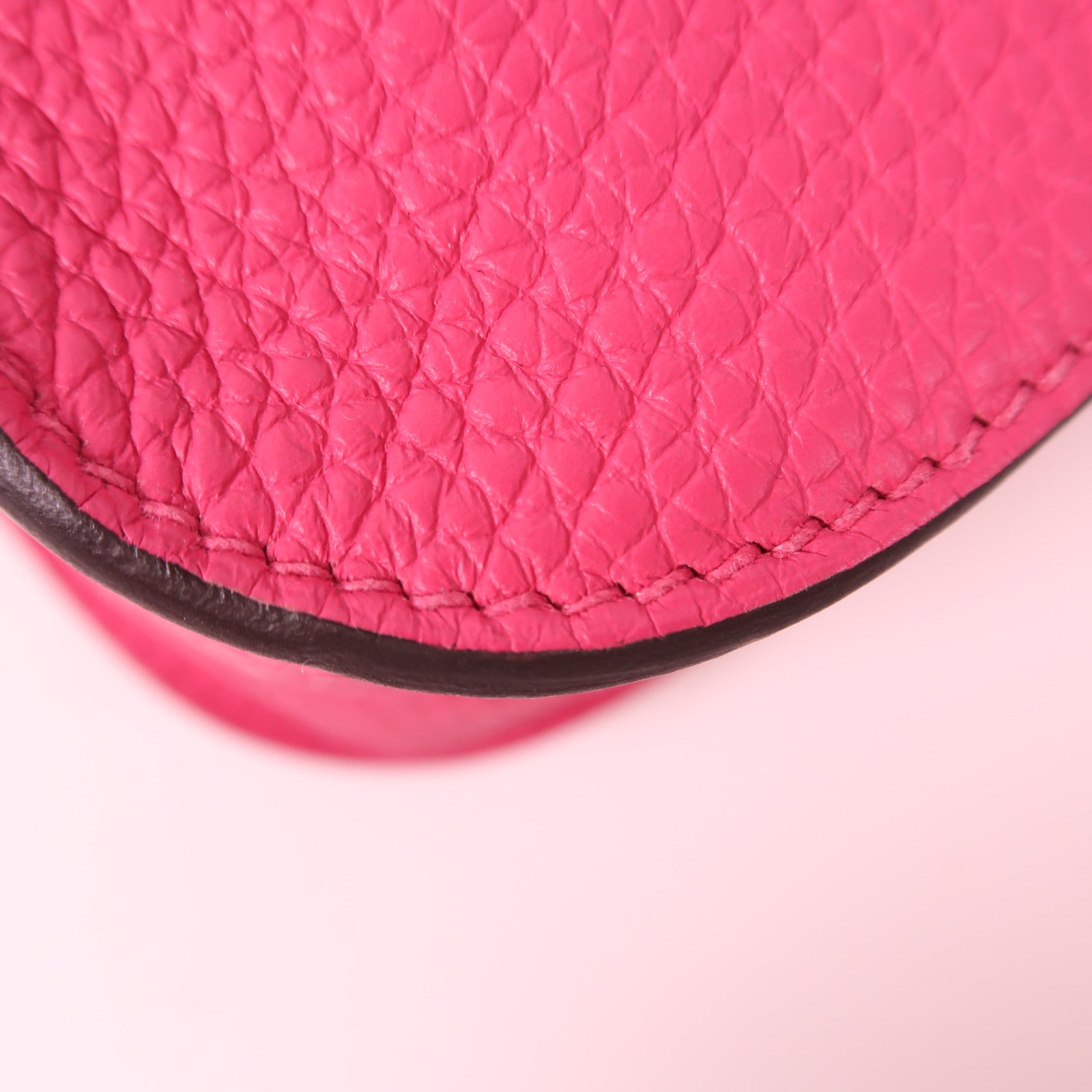 HERMES Clemence皮革Halzan 25銀扣手挽肩背兩用袋Framboise