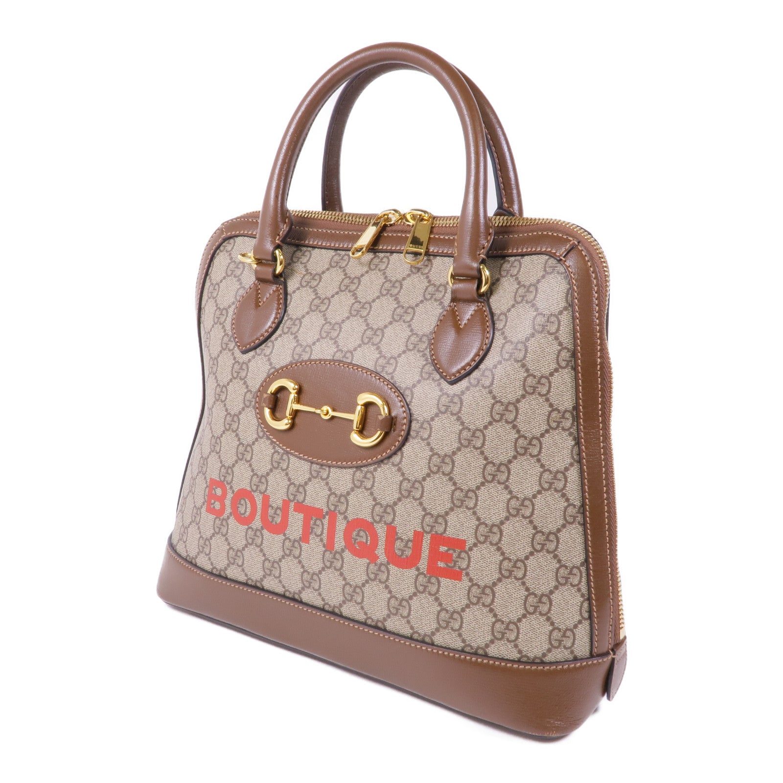 GUCCI 塗層帆布1955 Horsebit金扣手挽肩背兩用袋